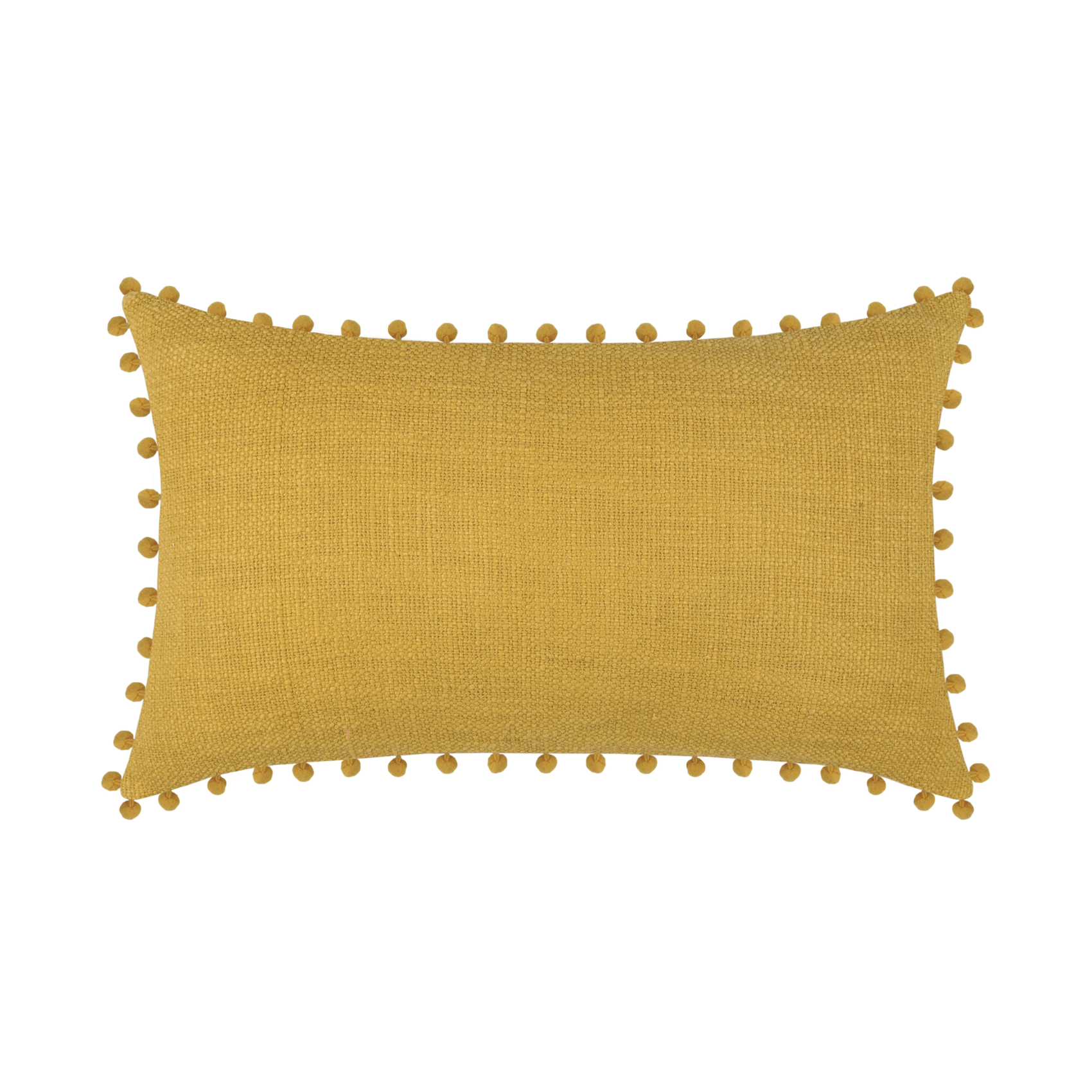 Coussin rectangulaire en coton déhoussable à pompons