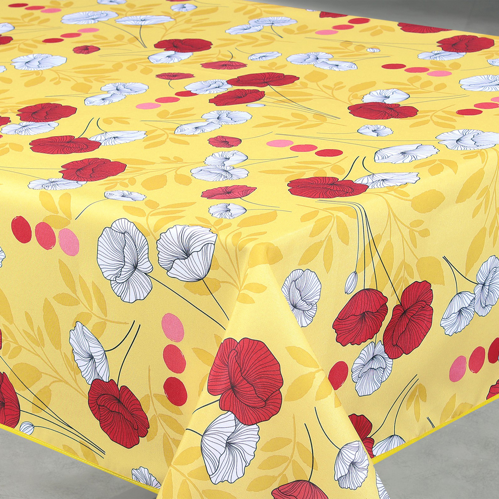 Nappe anti-tâche rectangulaire motif coquelicots — vue 3