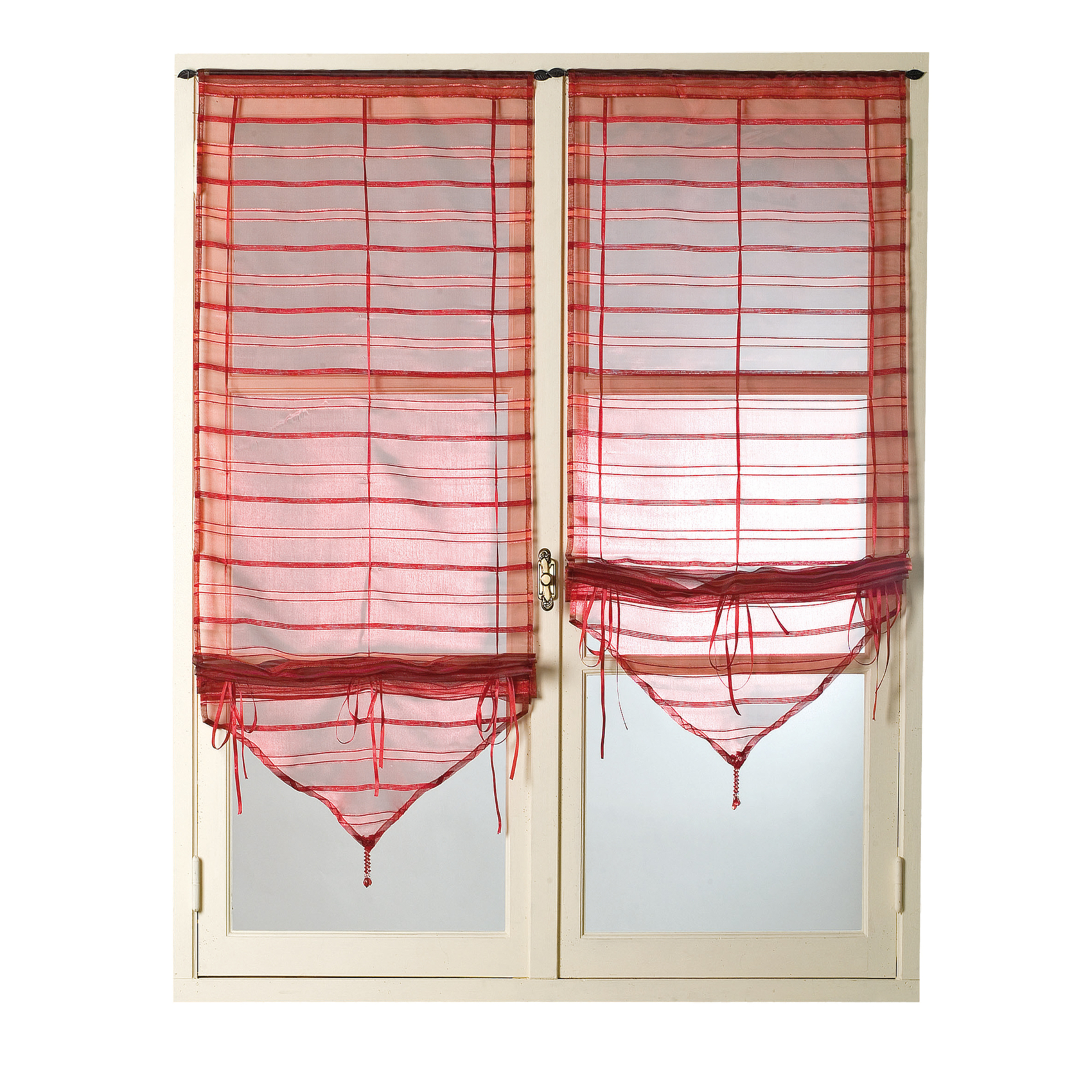 Paire de petits voilages organza à fine rayures et fils brillants Alizée