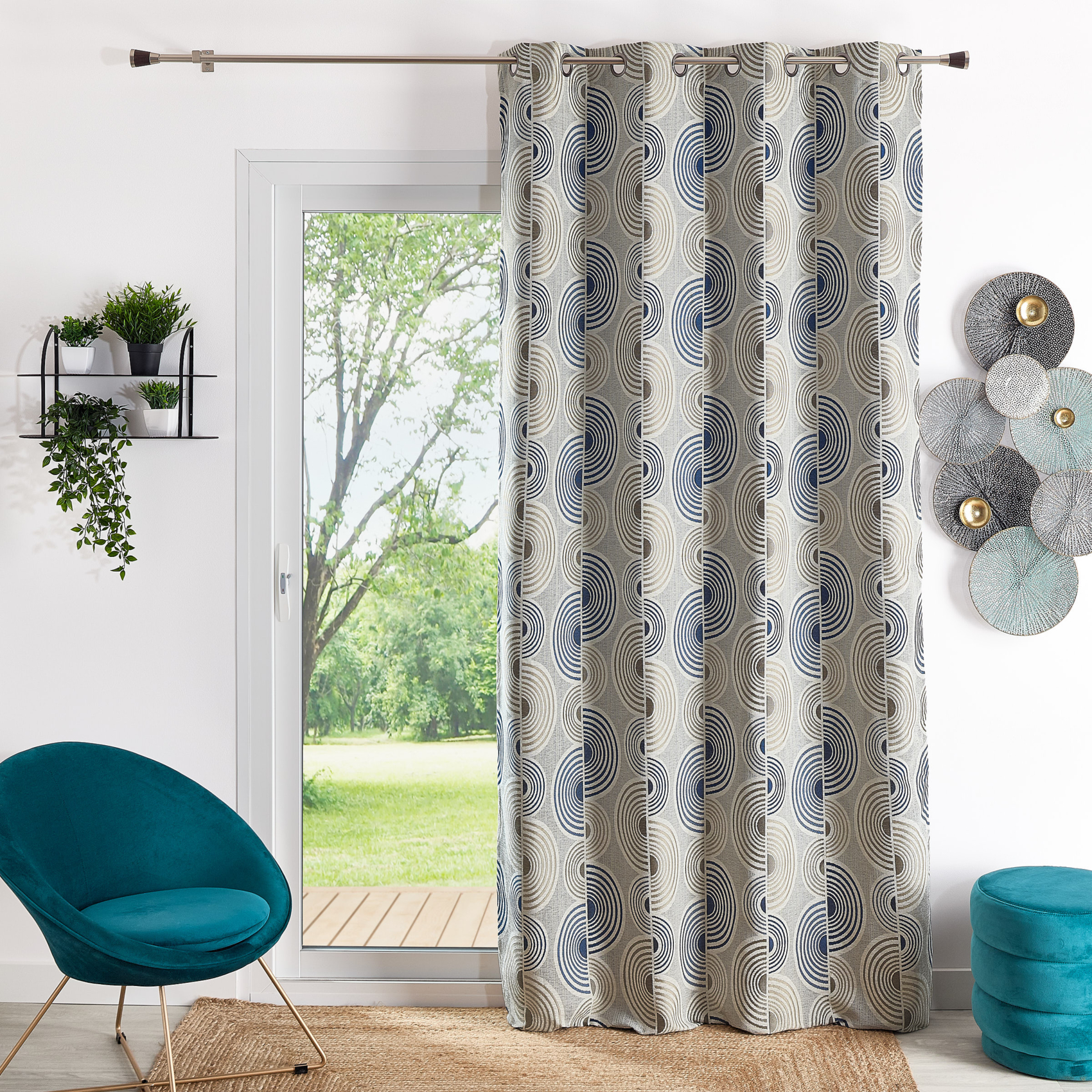Rideau Jacquard Motif Demi-Cercles