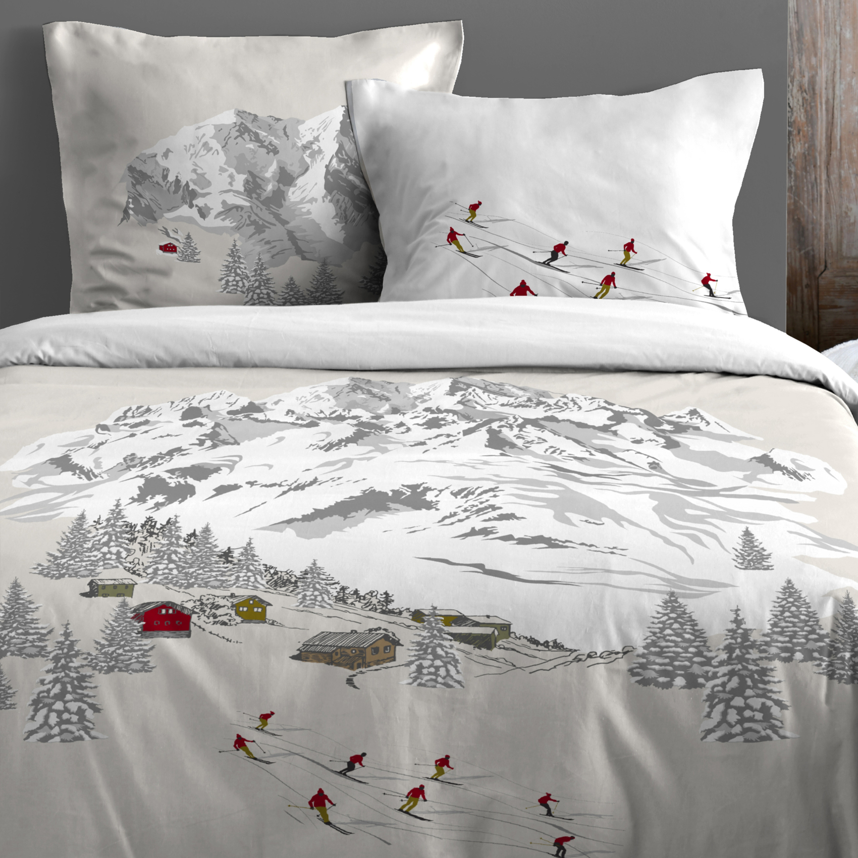 Parure de lit 3 pièces ambiance montagne en coton — vue 3