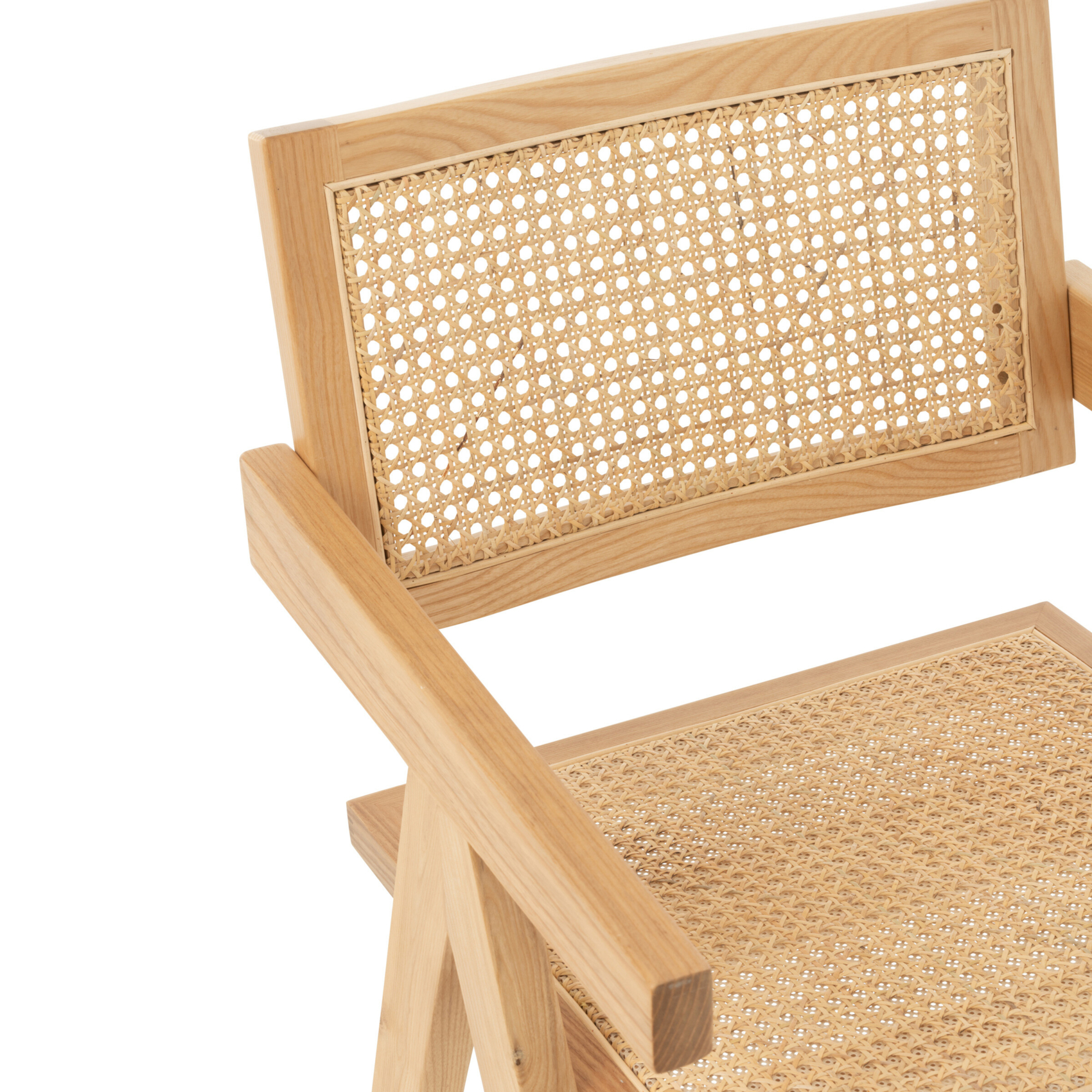Chaise design en bois et rotin — vue 6
