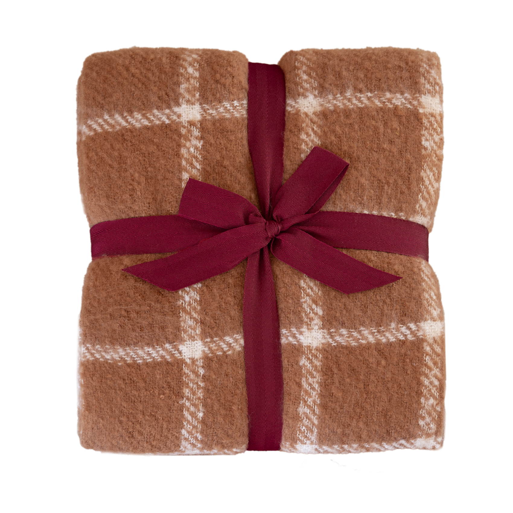 Plaid à carreaux aspect mohair avec franges
