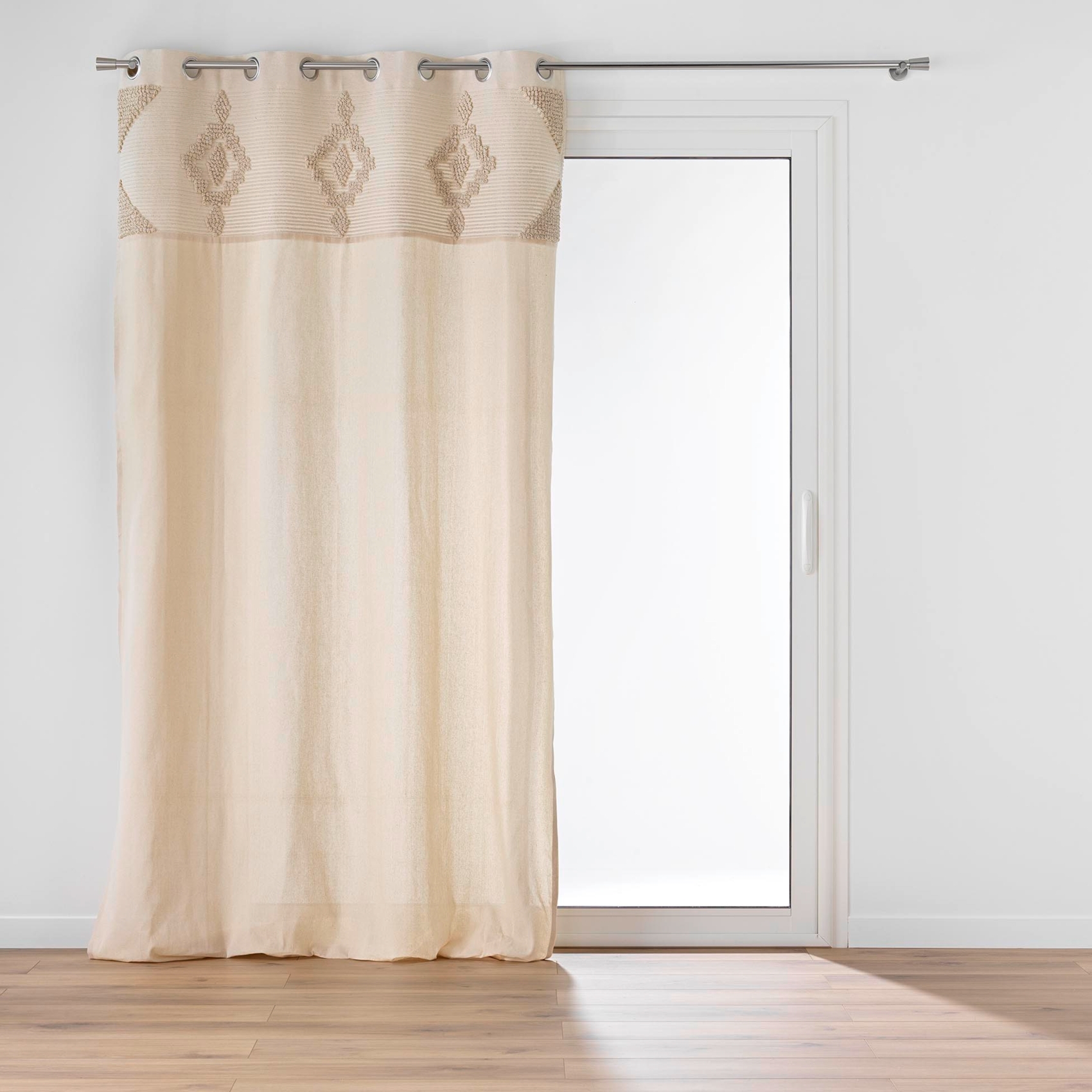 Rideau à œillets en poly-coton avec bande décorative