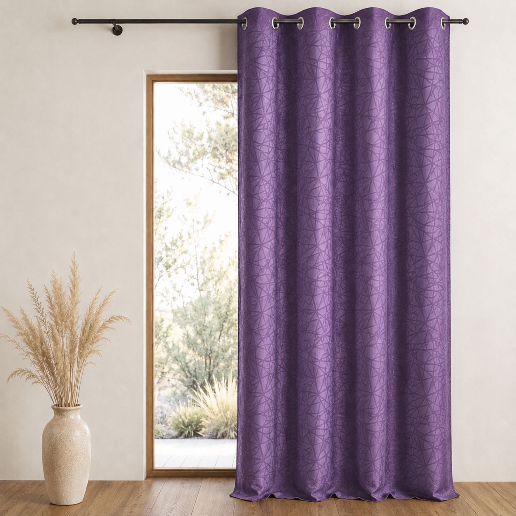 Rideau jacquard à imprimés et rayures verticales — vue 5