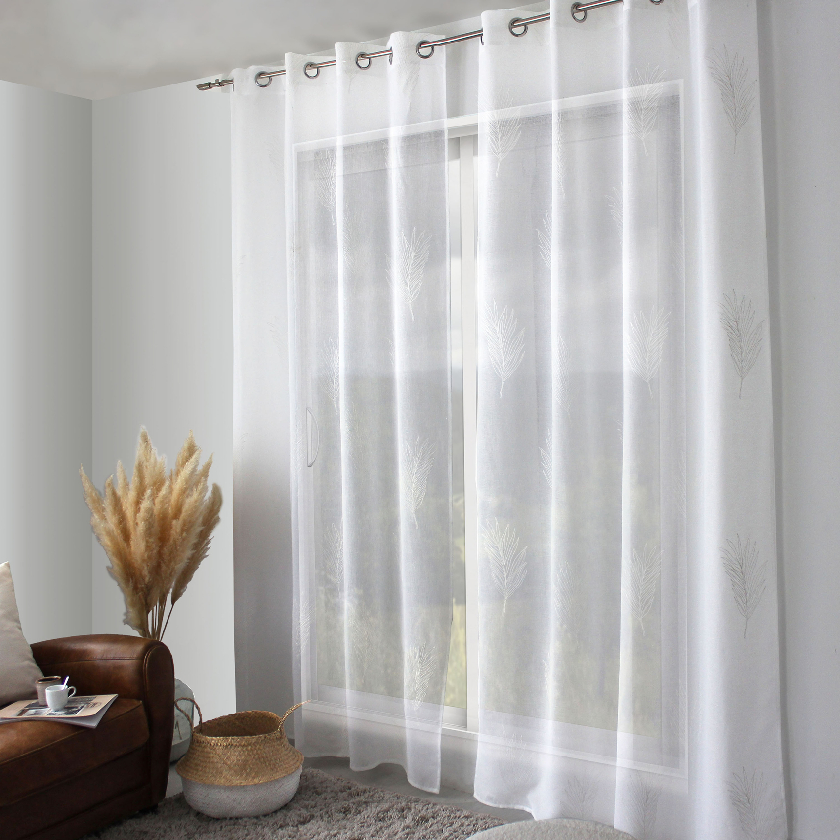 Voilage à oeillets feuille de palmier