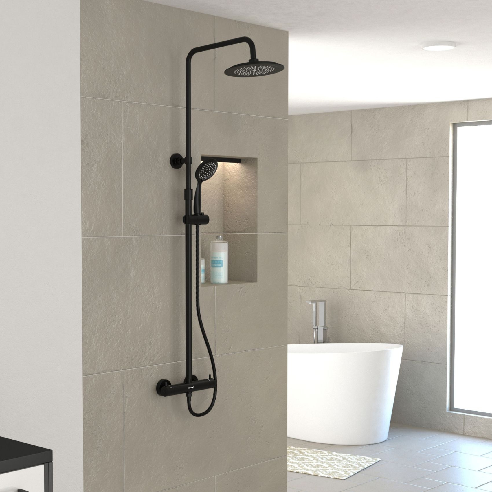 Colonne de douche thermostatique noire — vue 5