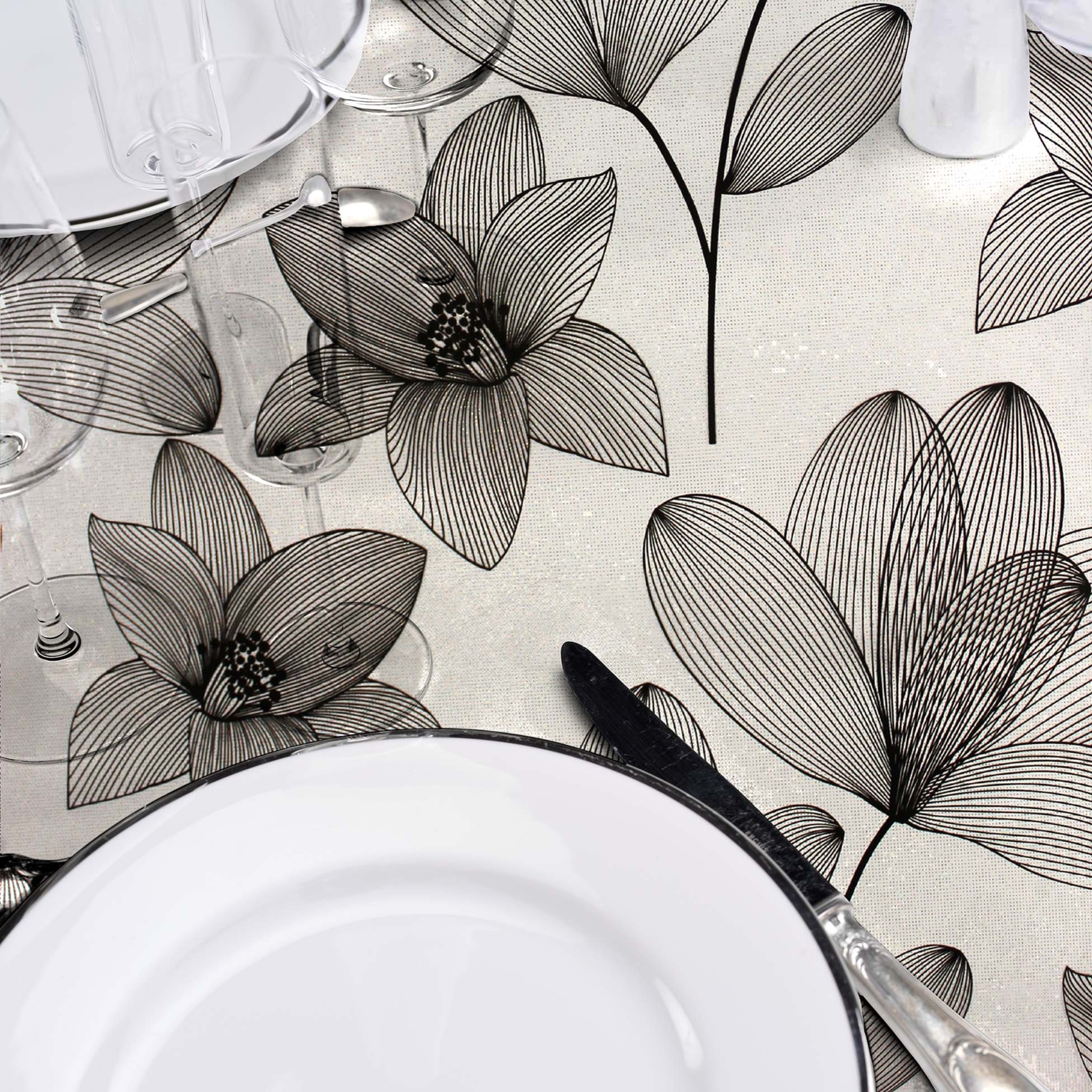 Toile cirée transparente imprimée végétal sur mesure 0,60 mm — vue 4