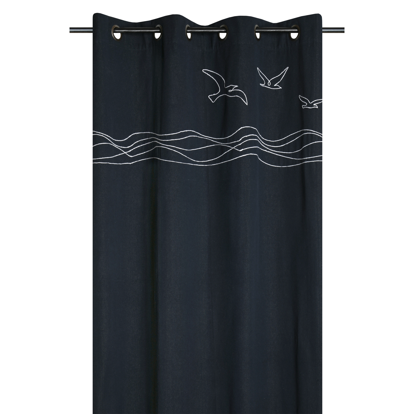 Rideau tamisant polycoton à œillets motif bord de mer — vue 5