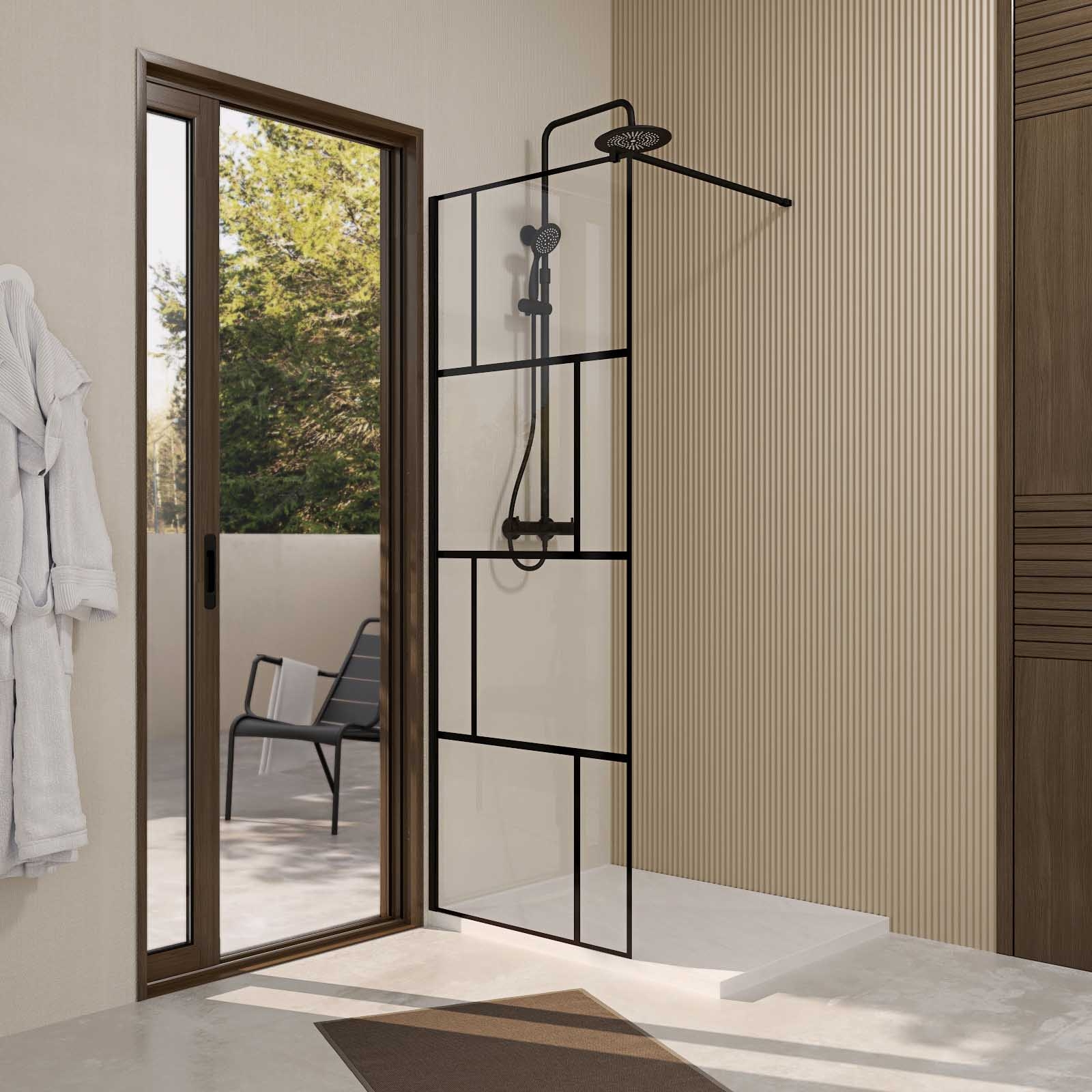 Paroi de douche fixe sérigraphiée en verre trempé anticalcaire — vue 4