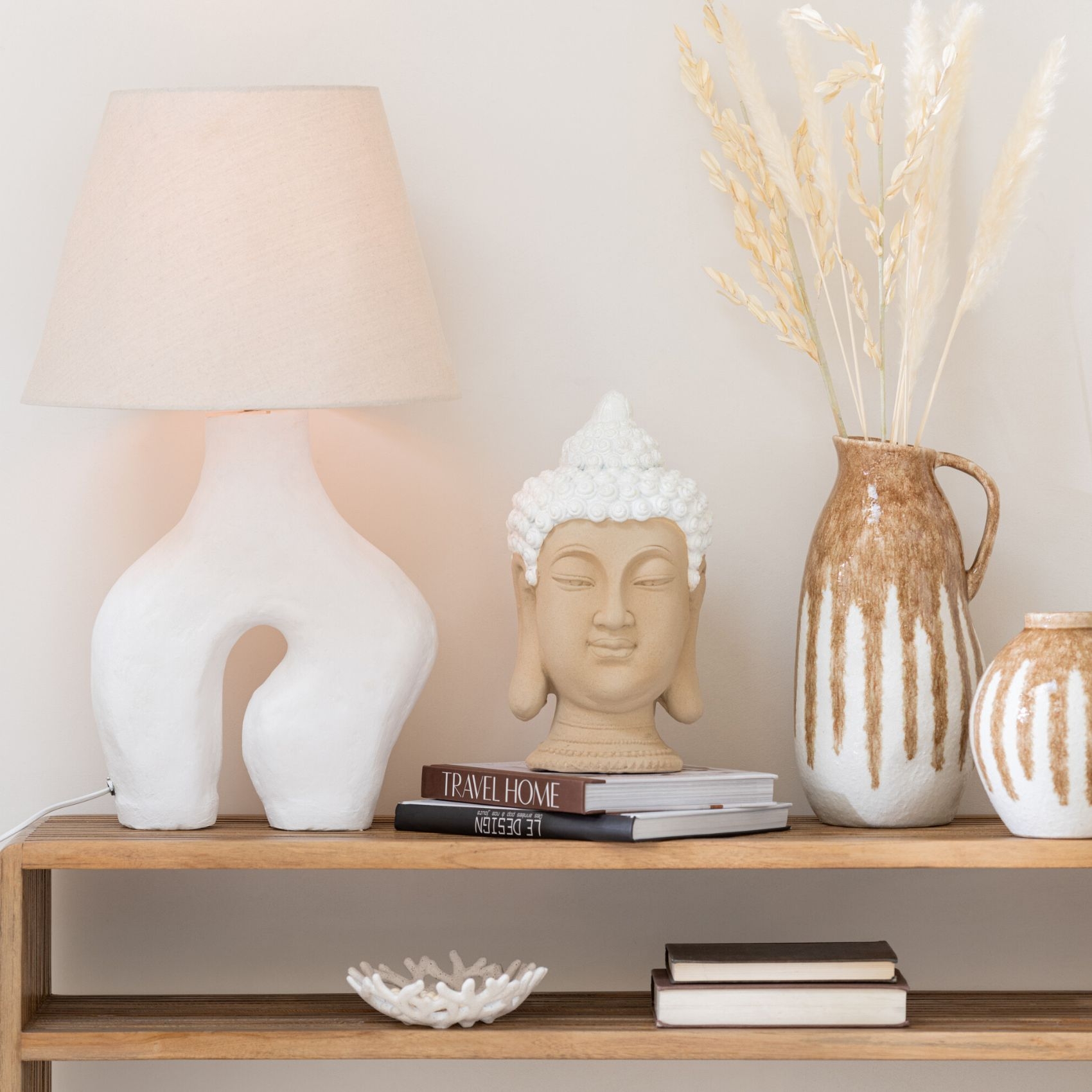 Meuble console avec étagère gigogne en teck lot de 2 — vue 3