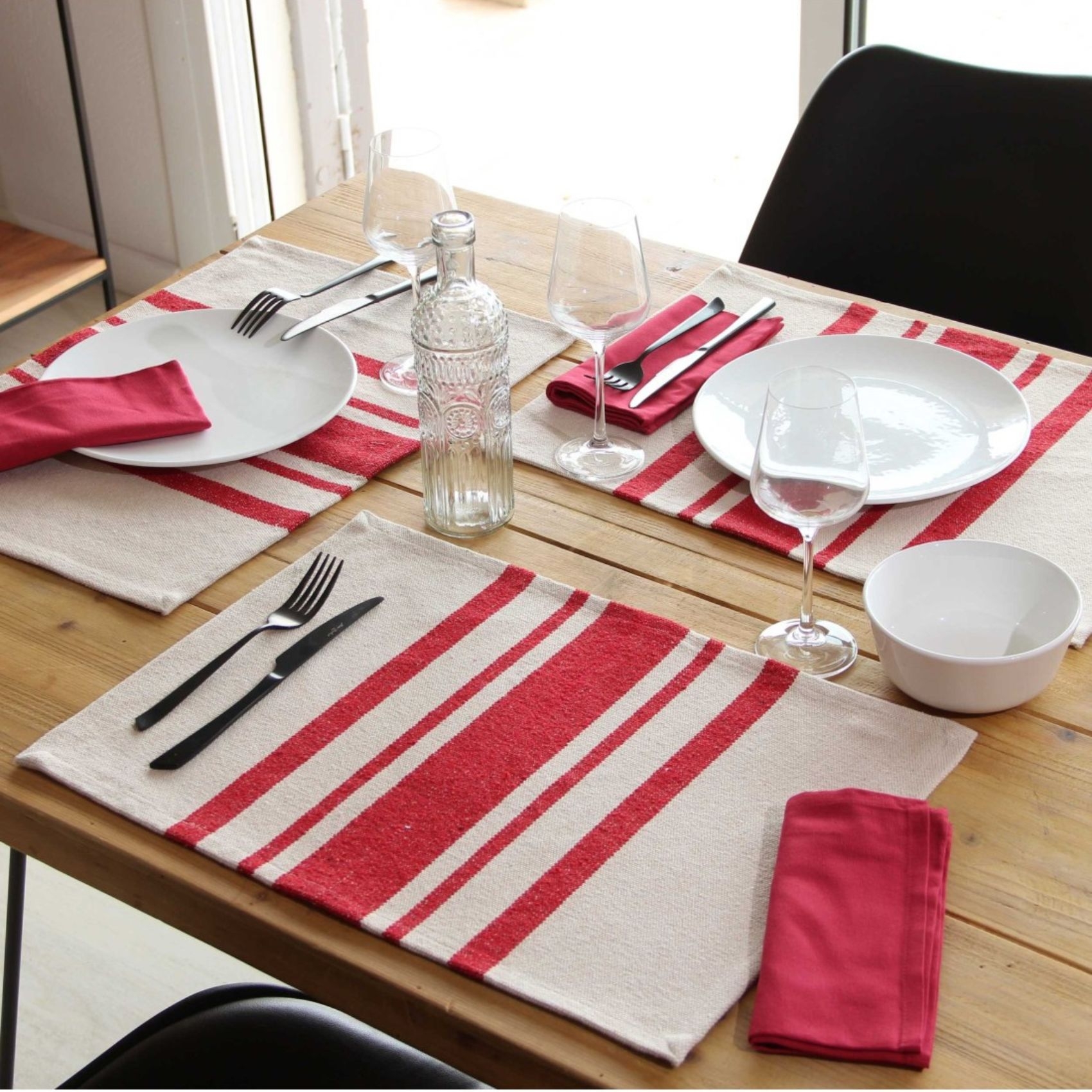 Lot de 4 Sets de table coton épais Rustique