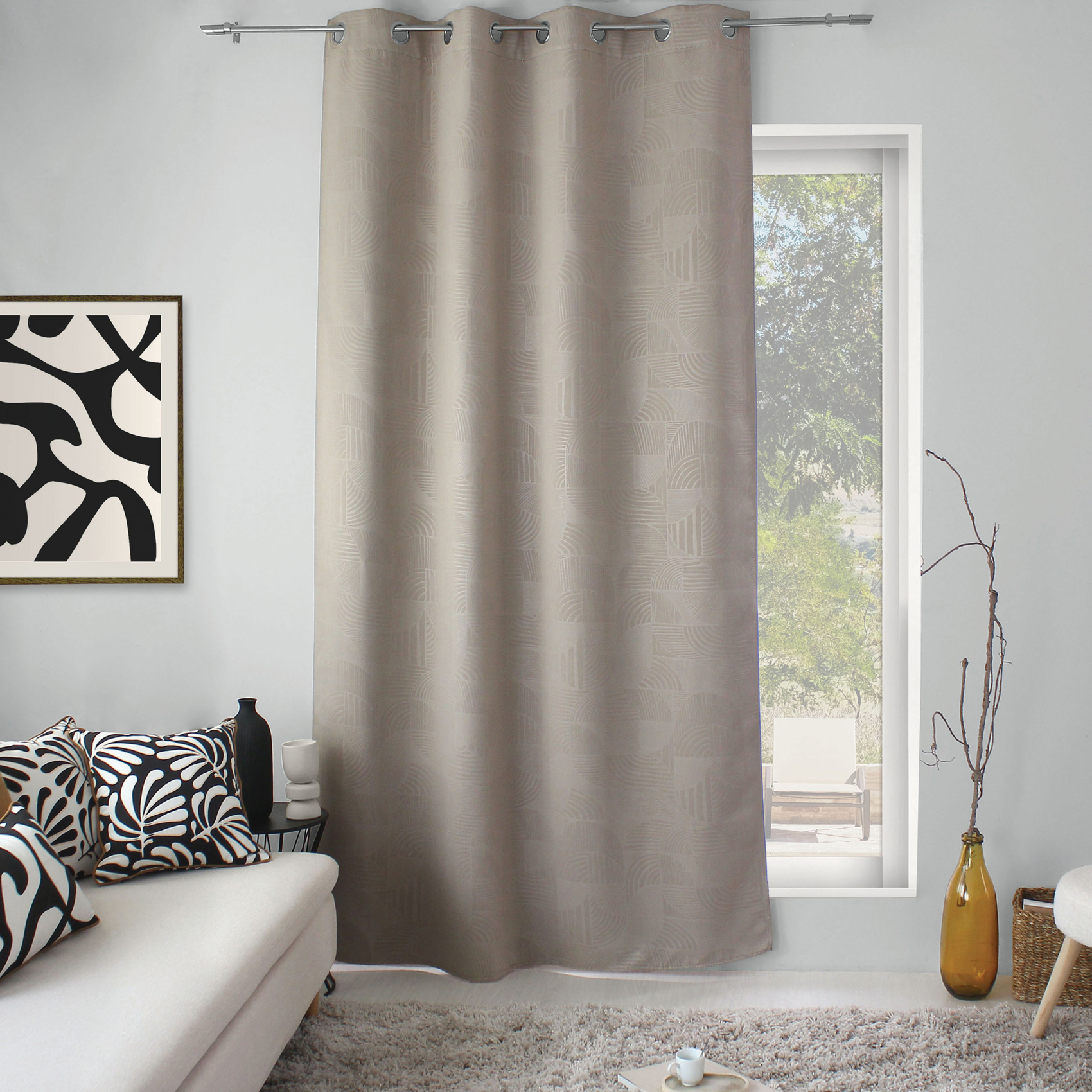 Rideau à oeillets occultant imprimé géométrique — vue 6
