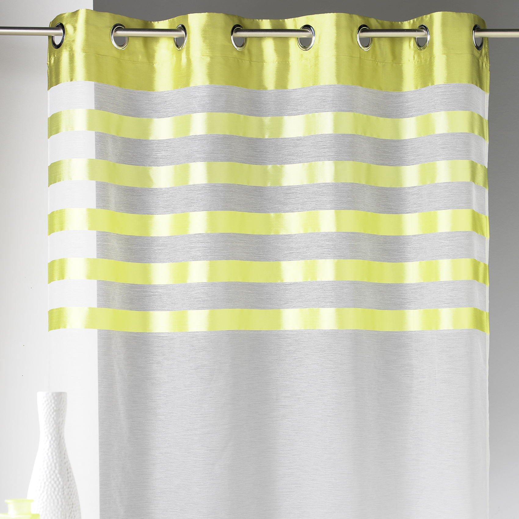 Voilage avec parement à rayures satinées et colorées — vue 5