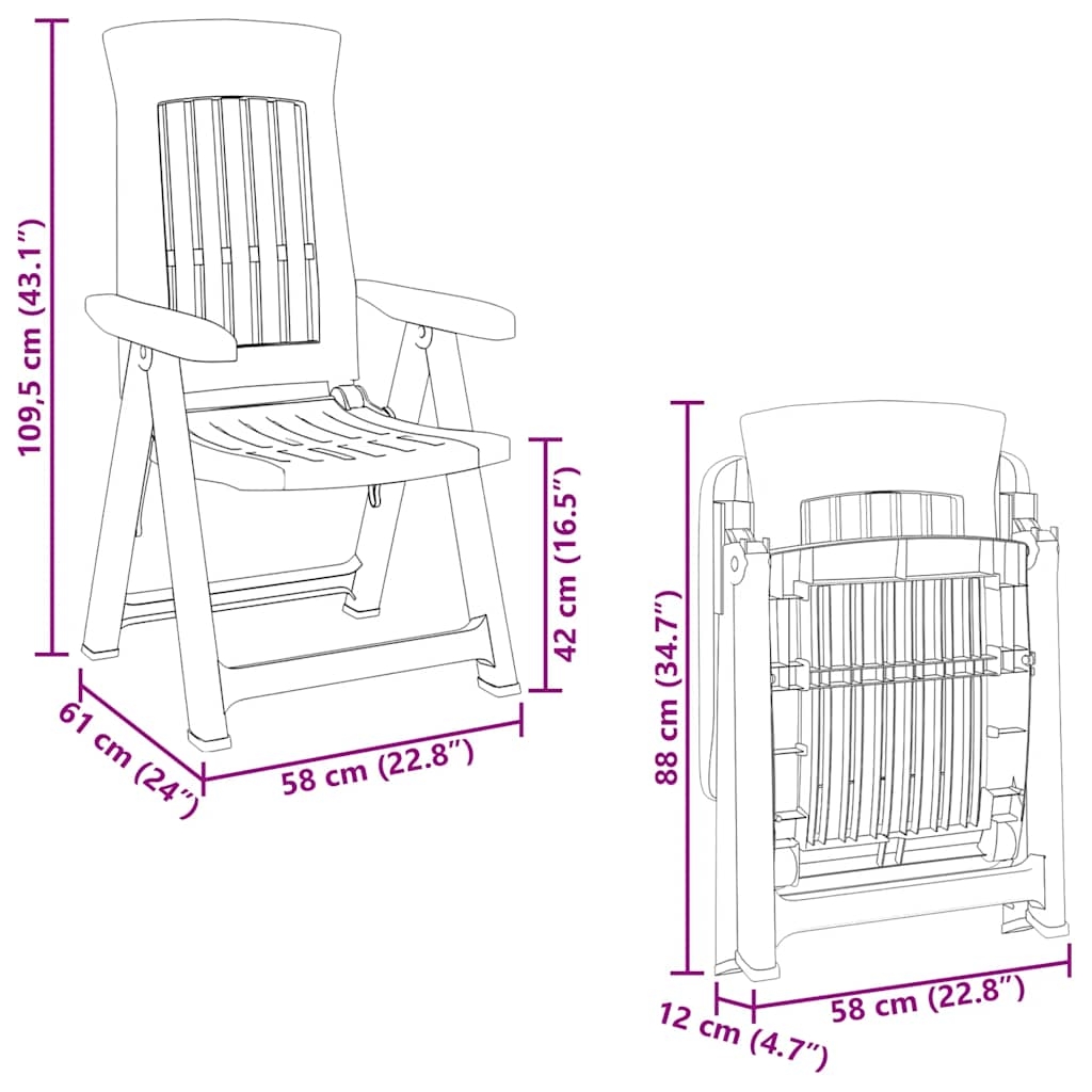 Lot de 2 chaises de jardin inclinables pliantes — vue 5