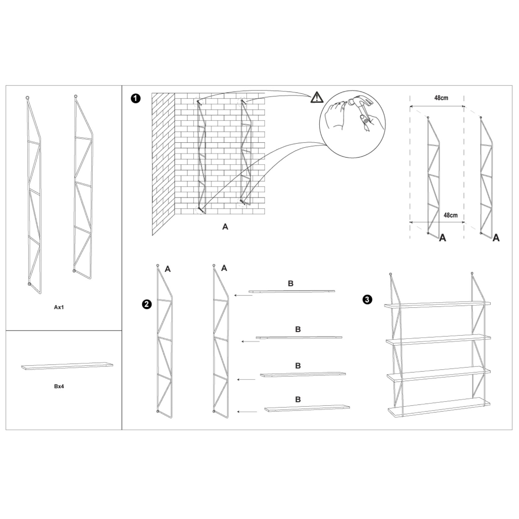 Etagère murale style industriel — vue 4