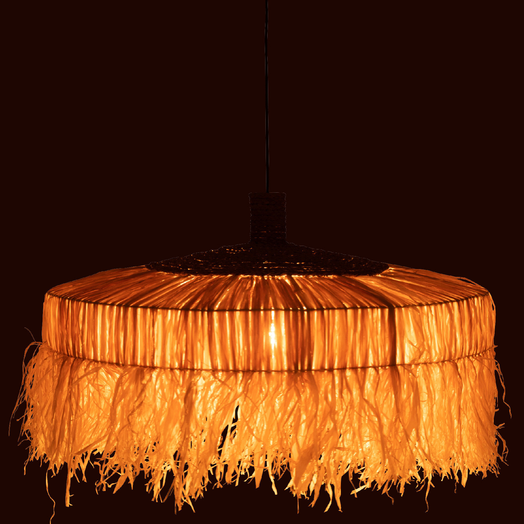 Suspension ronde en raphia — vue 3