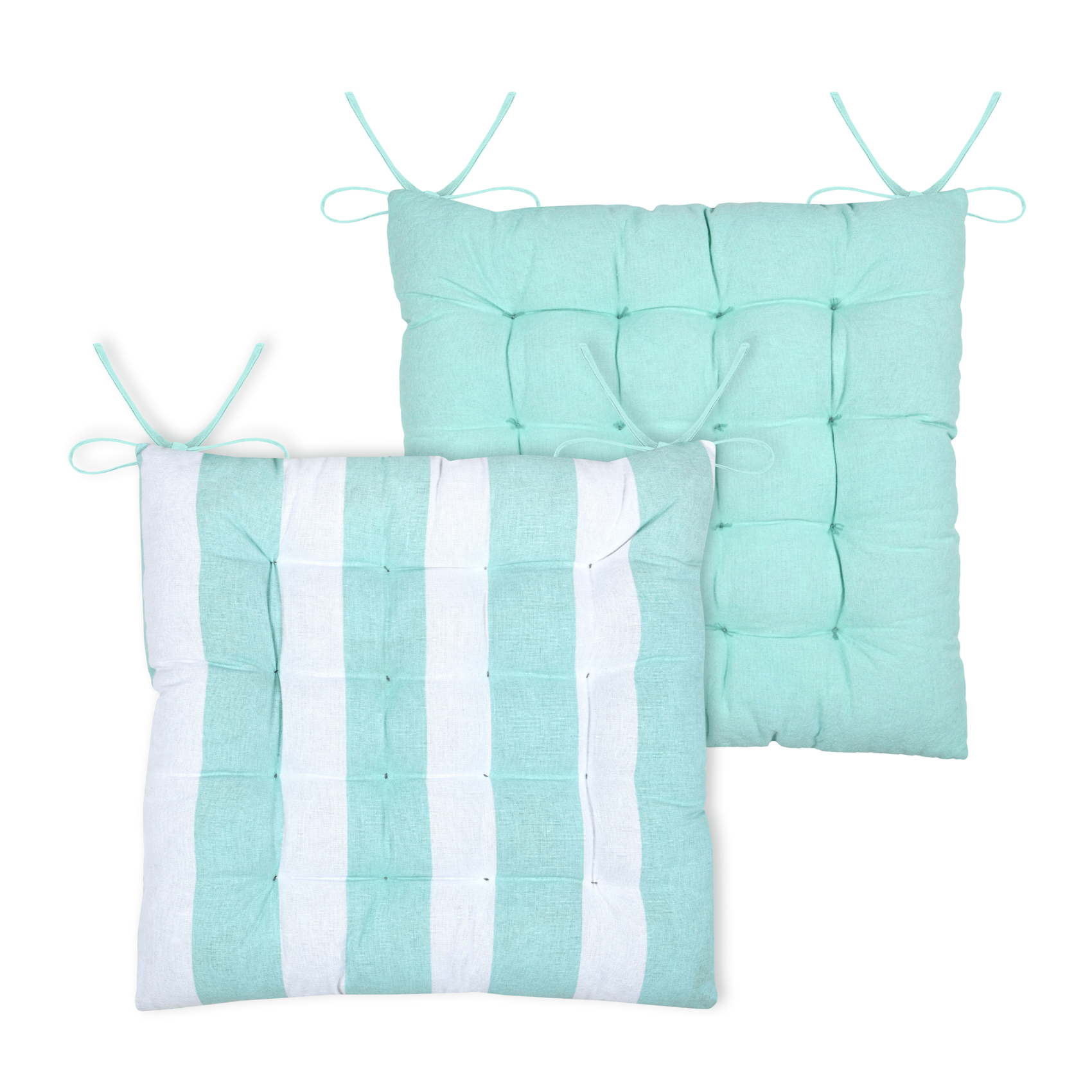 Galette de chaise polycoton matelassée à rayures — vue 4