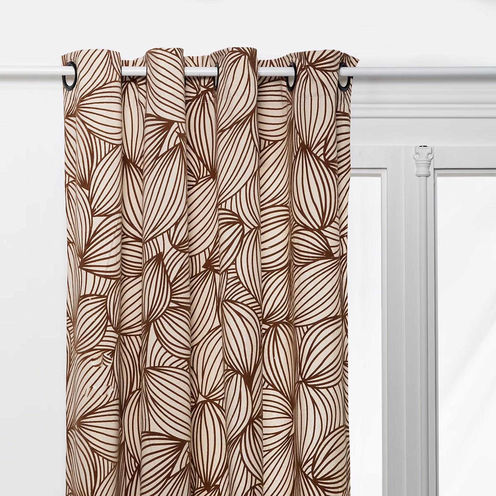 Rideau à oeillets floqué en velours motif feuille — vue 4