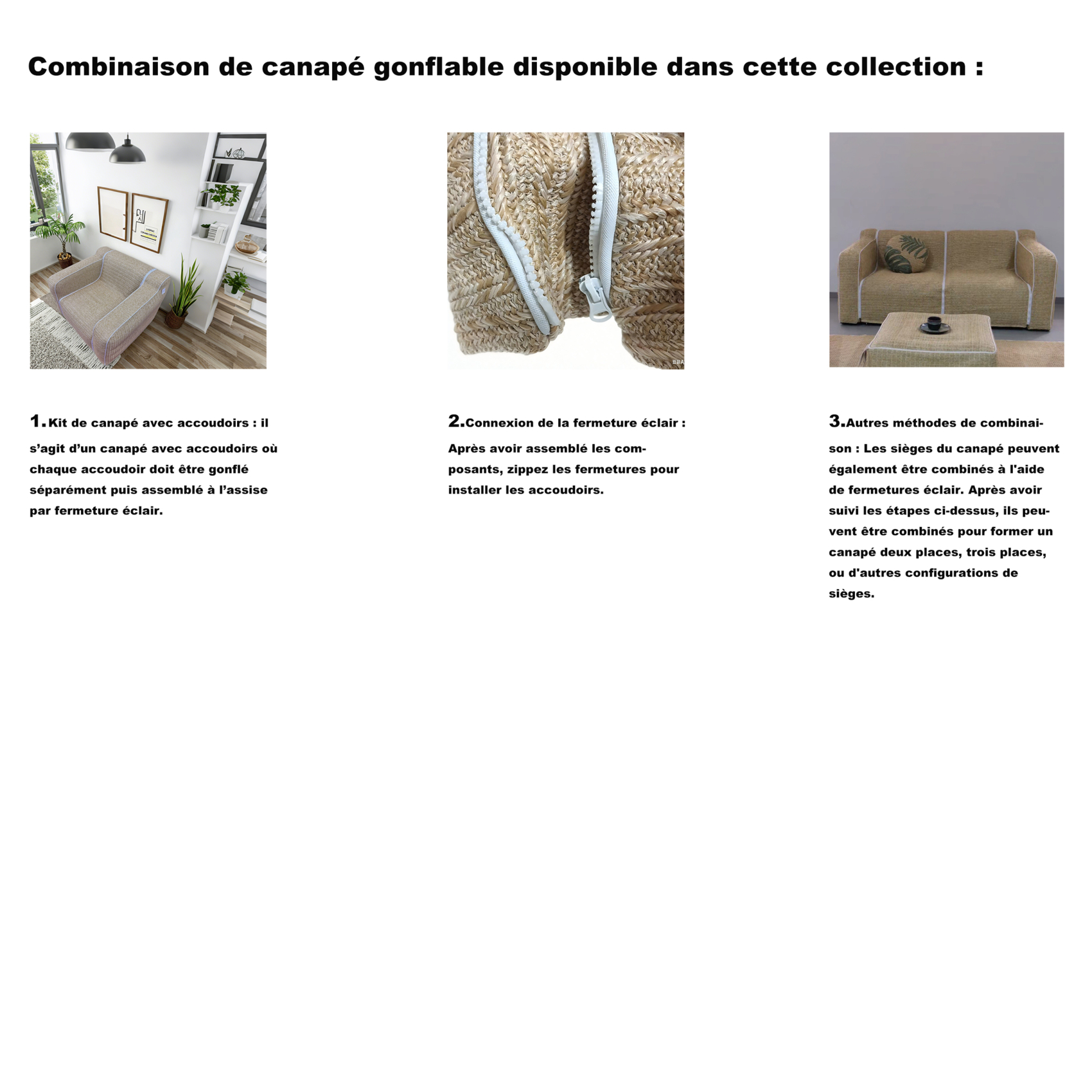 Lot de 2 accoudoirs gonflables pour fauteuil modulable extérieur FORMENTERA — vue 3