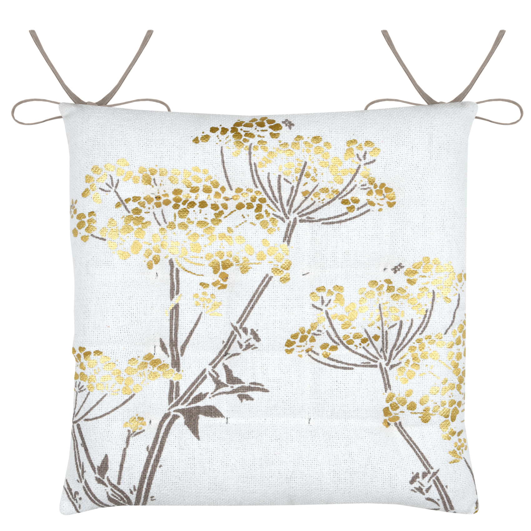 Galette de chaise feuillage doré pour intérieur chic