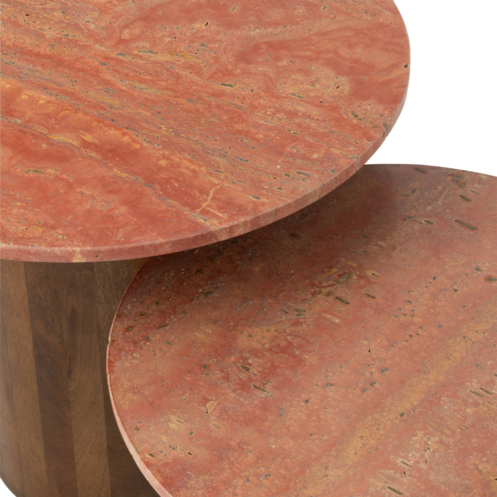 Lot de 2 tables basses rondes bois effet marbre — vue 6