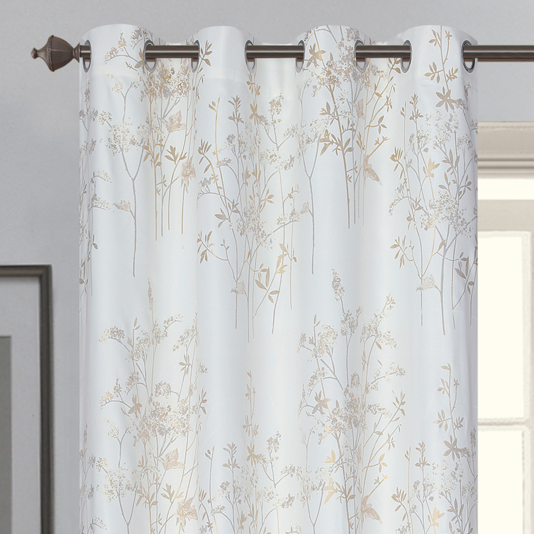 Paire de de rideaux occultants à œillets motif végétal — vue 3