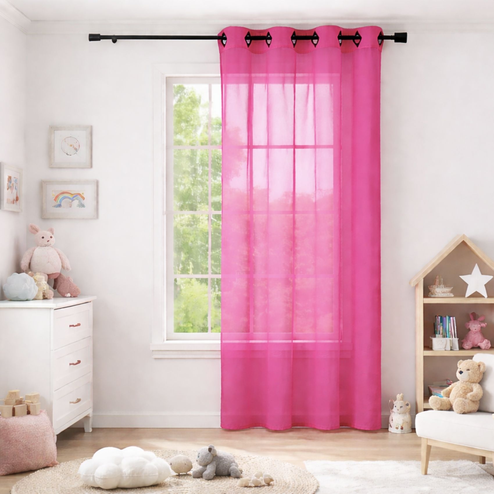 Voilage rose grande largeur — vue 5