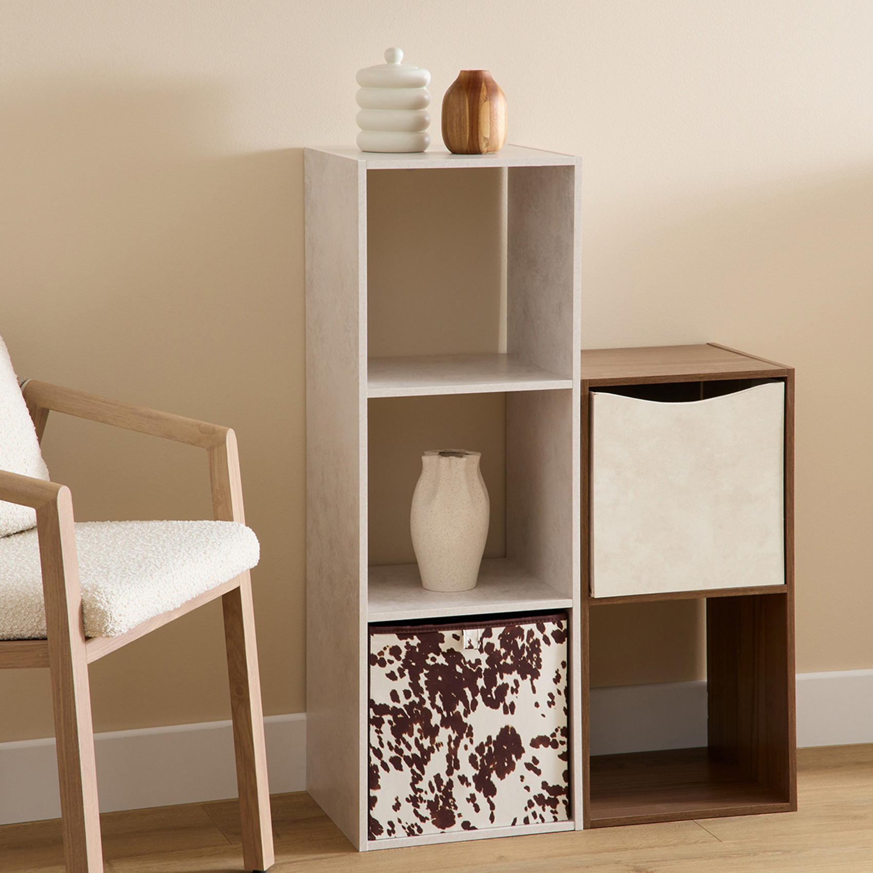 Etagère 2 cases en panneau de particules effet bois — vue 4