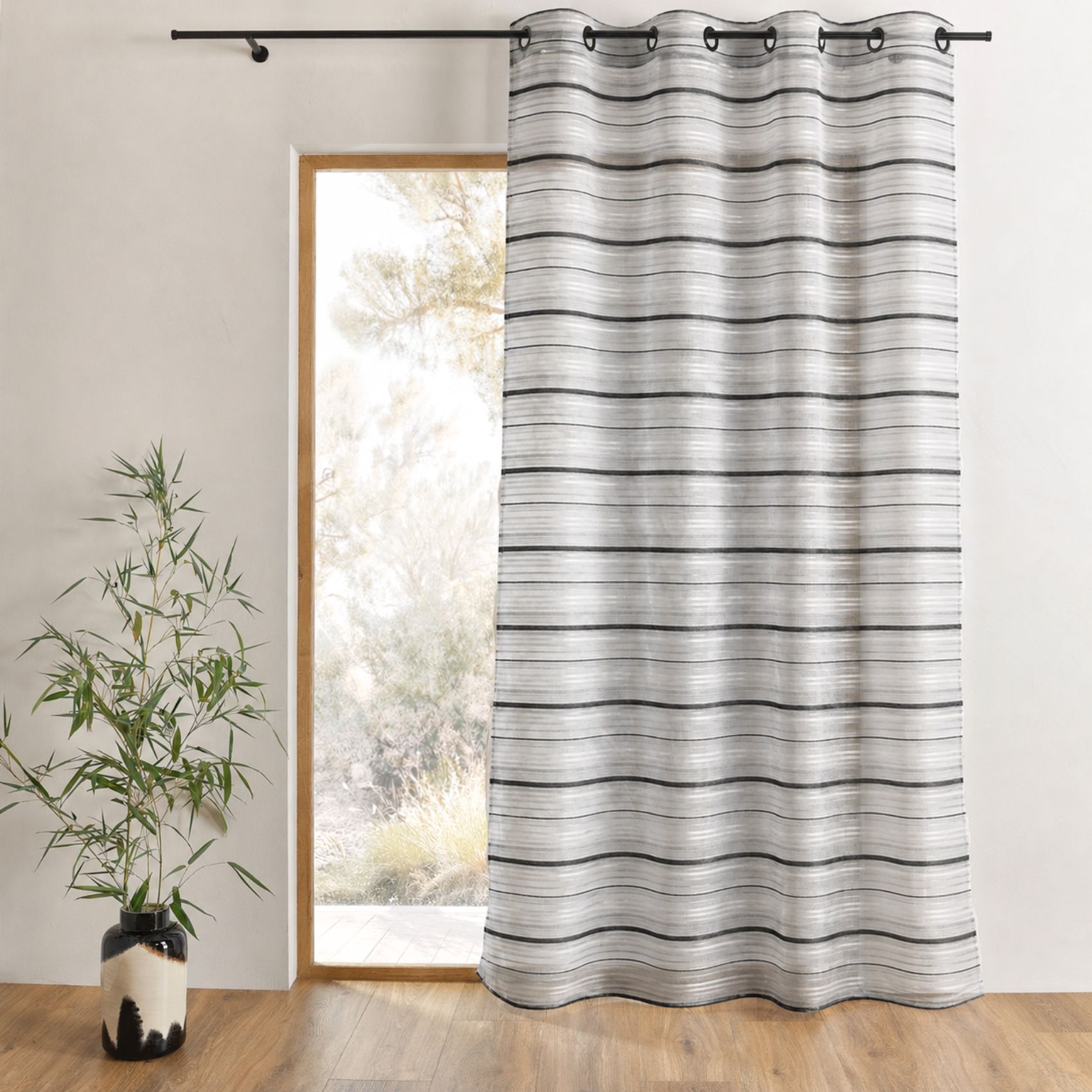 Voilage Organza tissé Rayures horizontales
