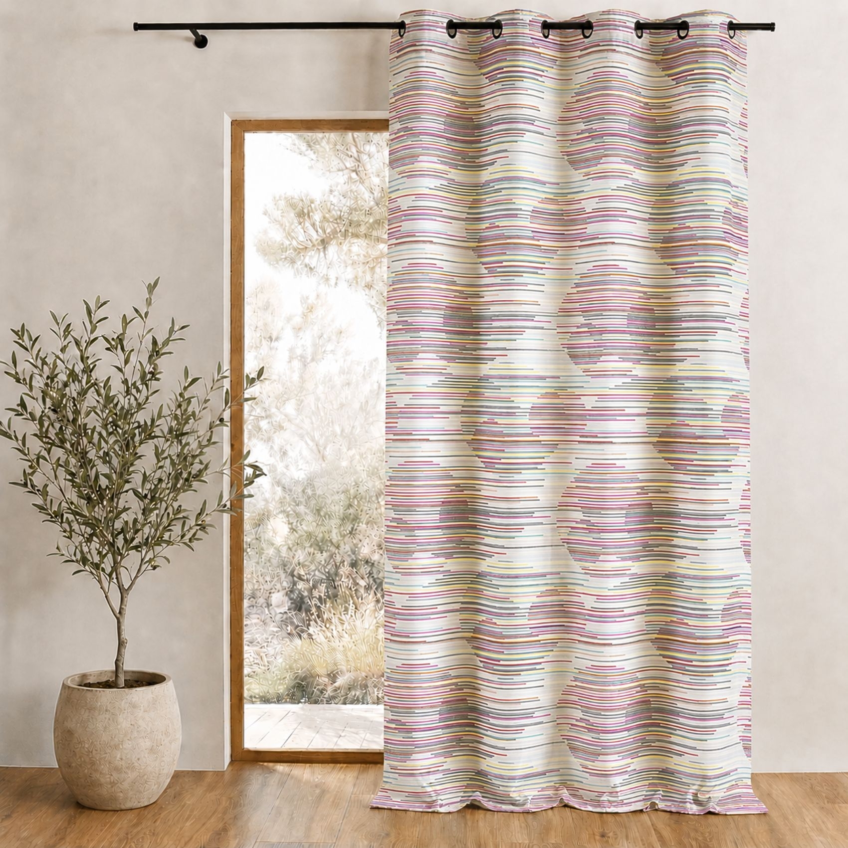 Rideau en jacquard fantaisie et graphique