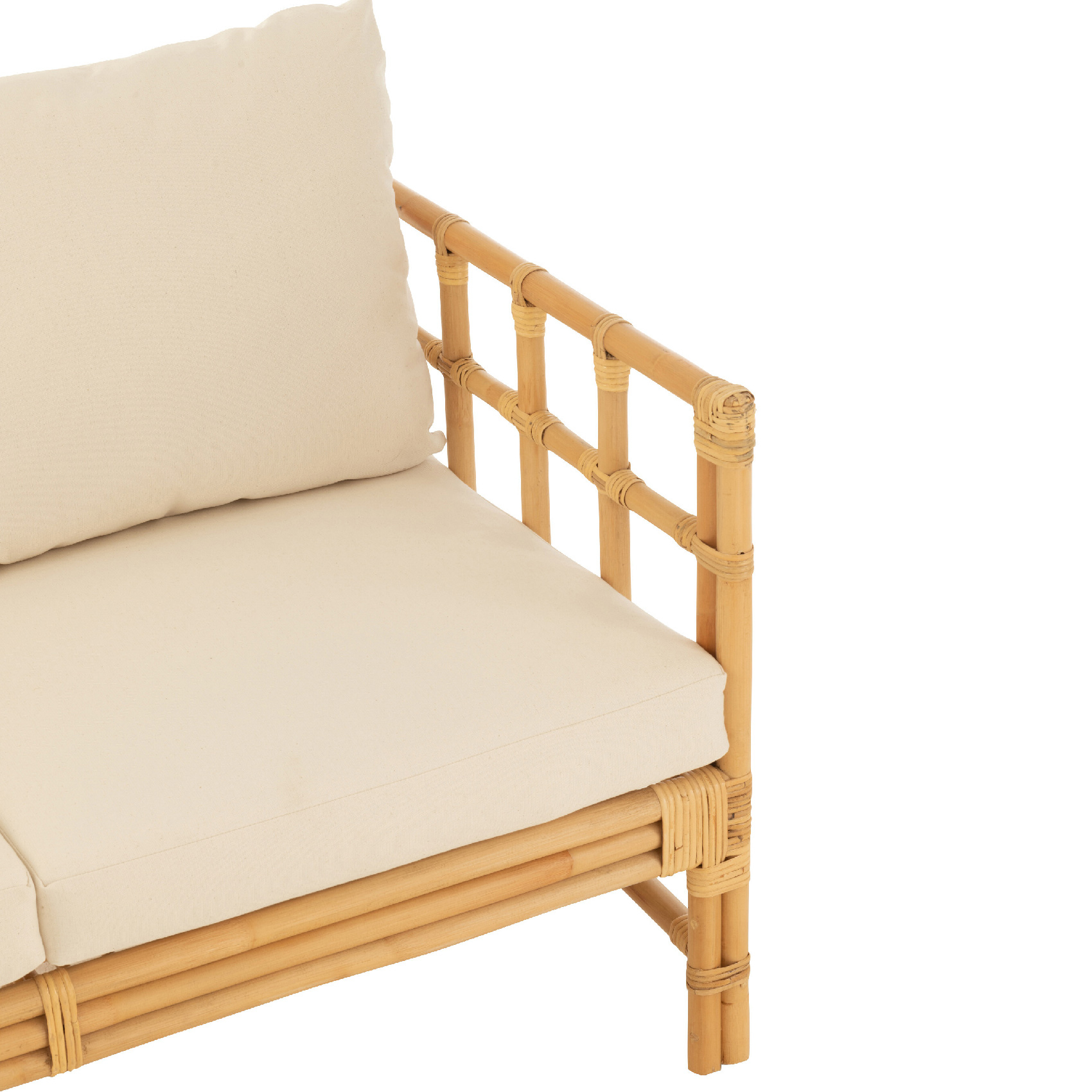 Canapé deux places en rotin avec coussins — vue 6