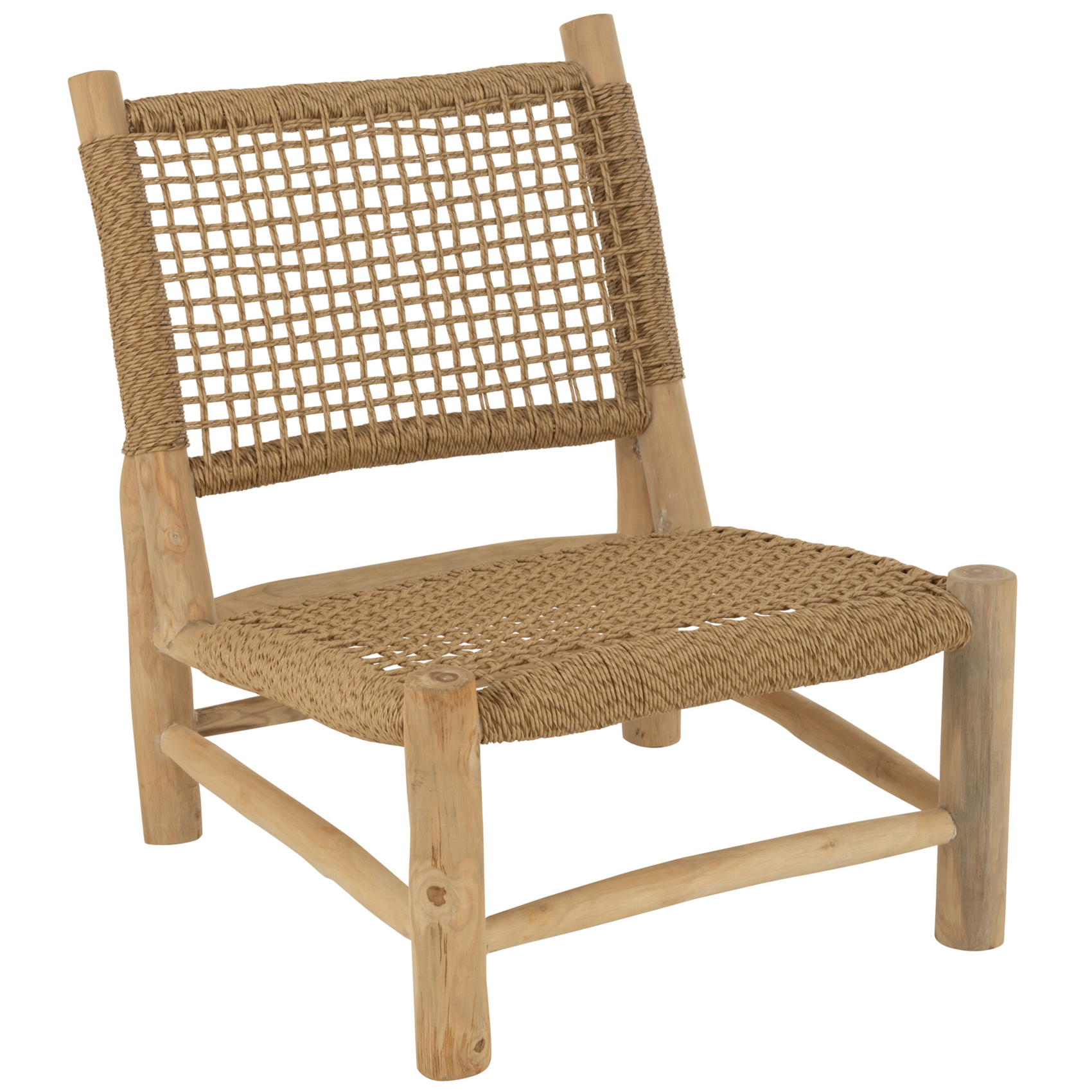Fauteuil bas en bois et tressage