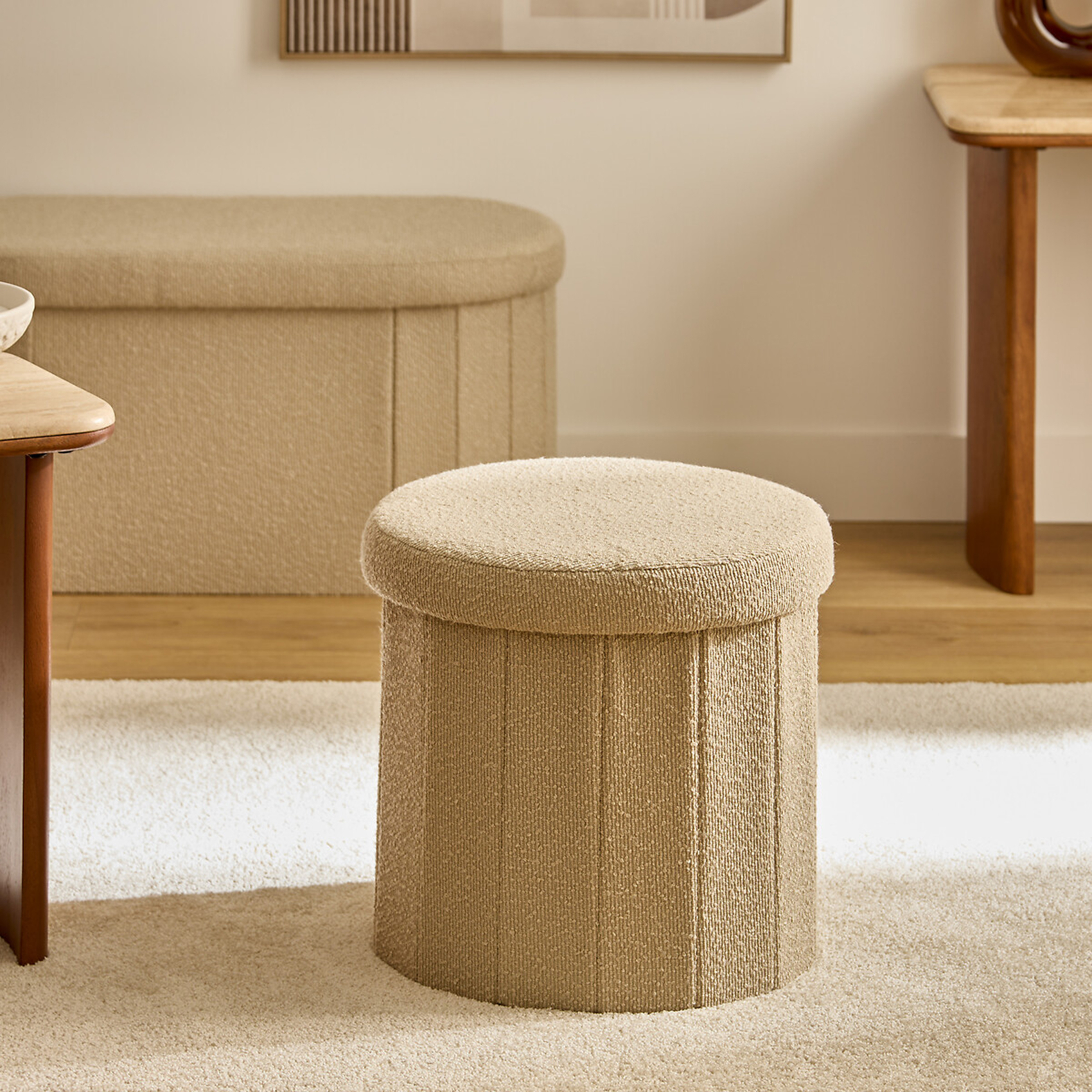 Pouf coffre pliable en bouclette — vue 6