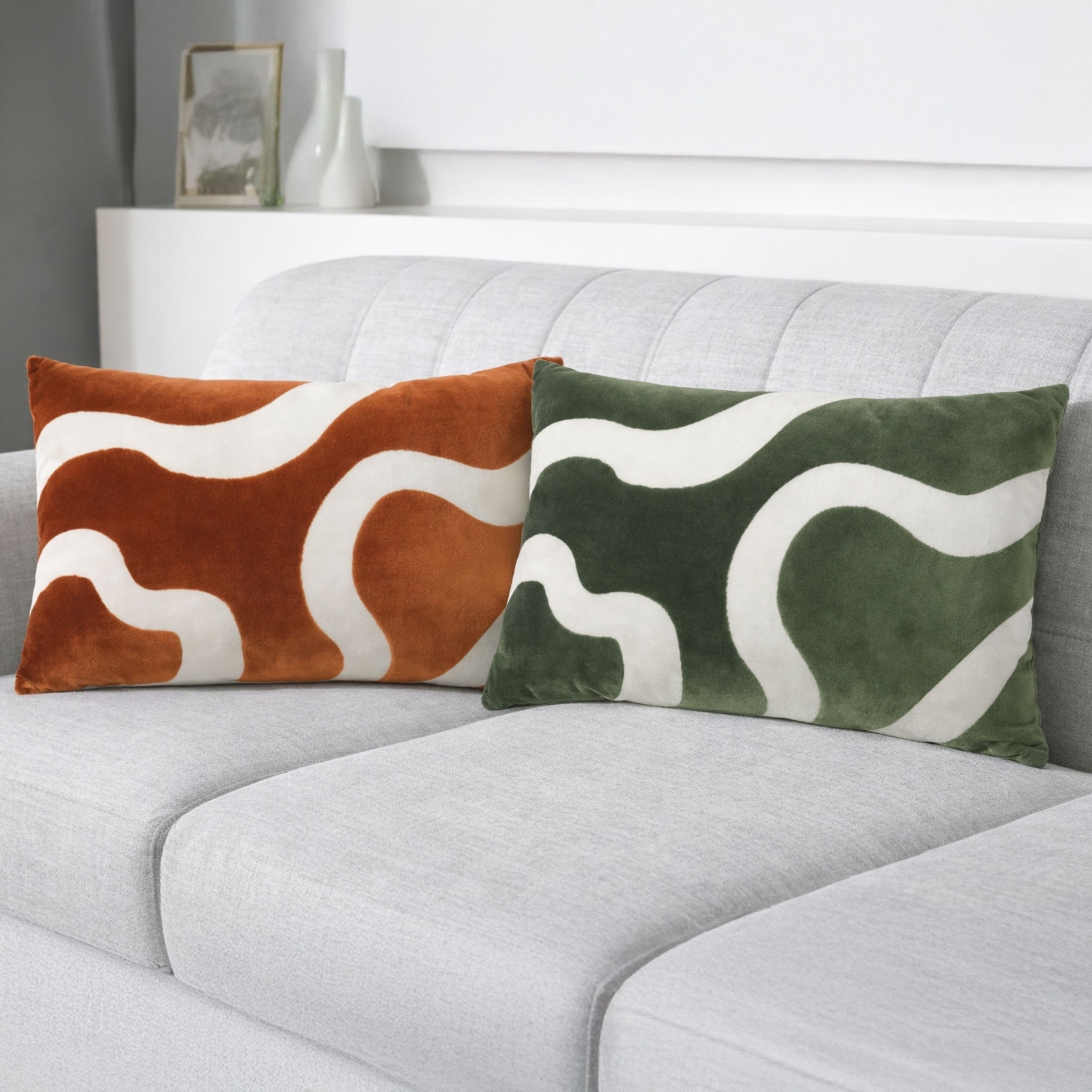 Coussin rectangulaire en velours à motif abstrait — vue 5