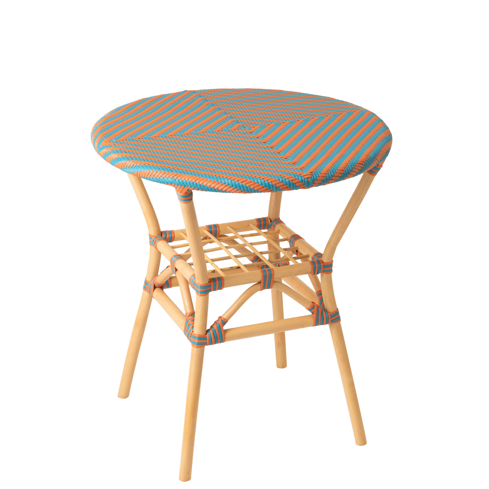 Table de jardin ronde en rotin tressé