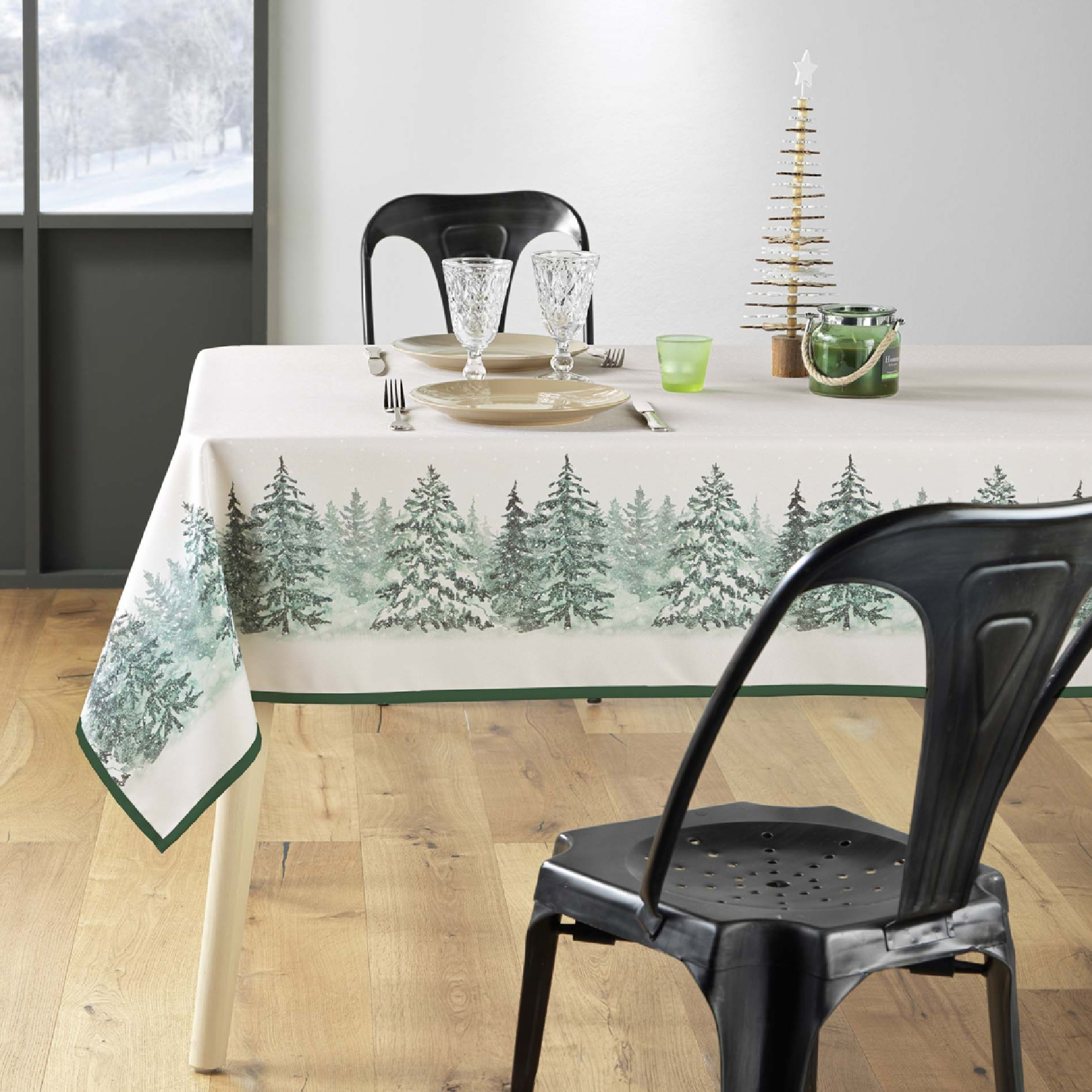 Nappe Rectangle Infroissable Christmas Sapins Imprimé Antitache — vue 6