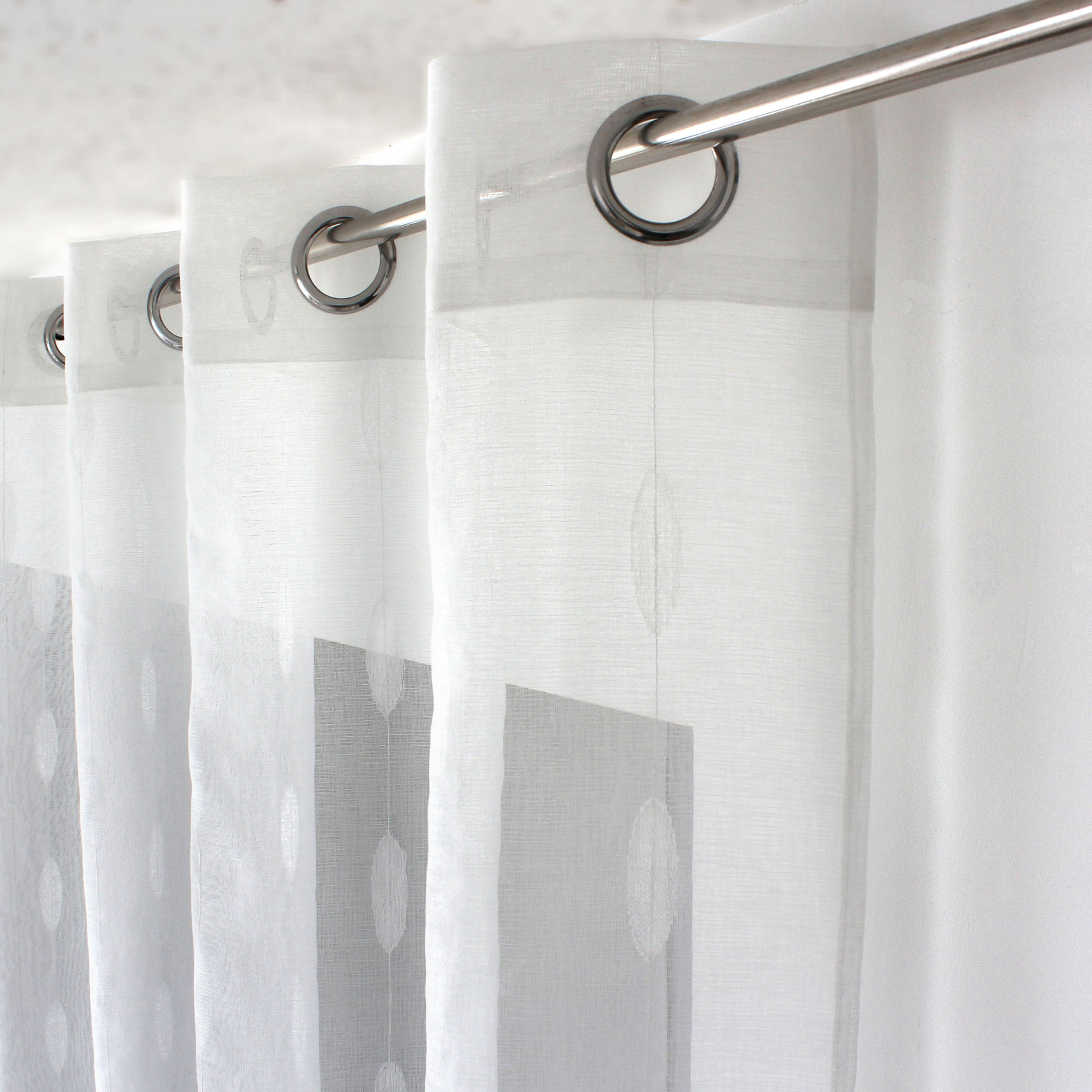 Voilage jacquard à pois ovales à oeillets — vue 6