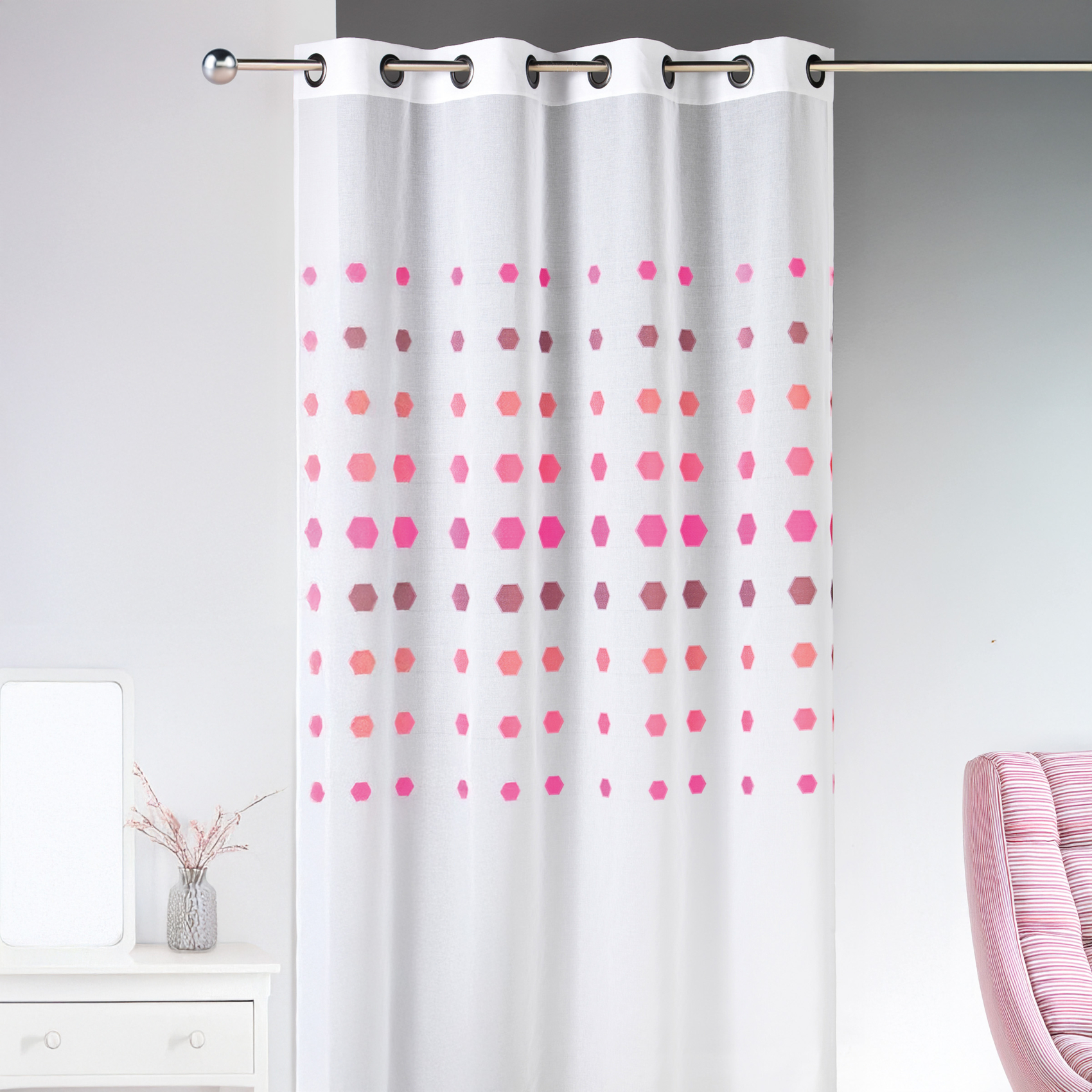 Voilage fantaisie à pois géométriques — vue 4