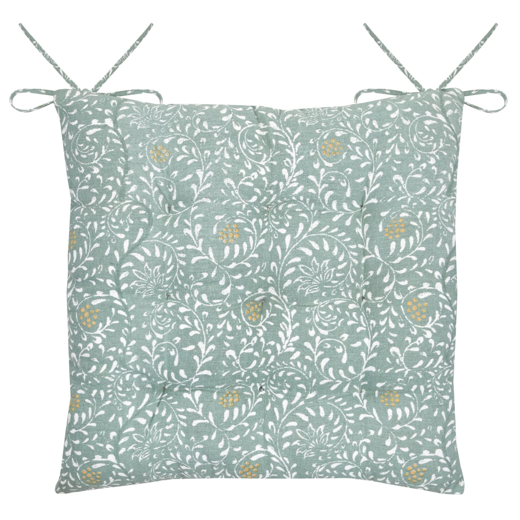 Galette de chaise décorative à motif végétal stylisé