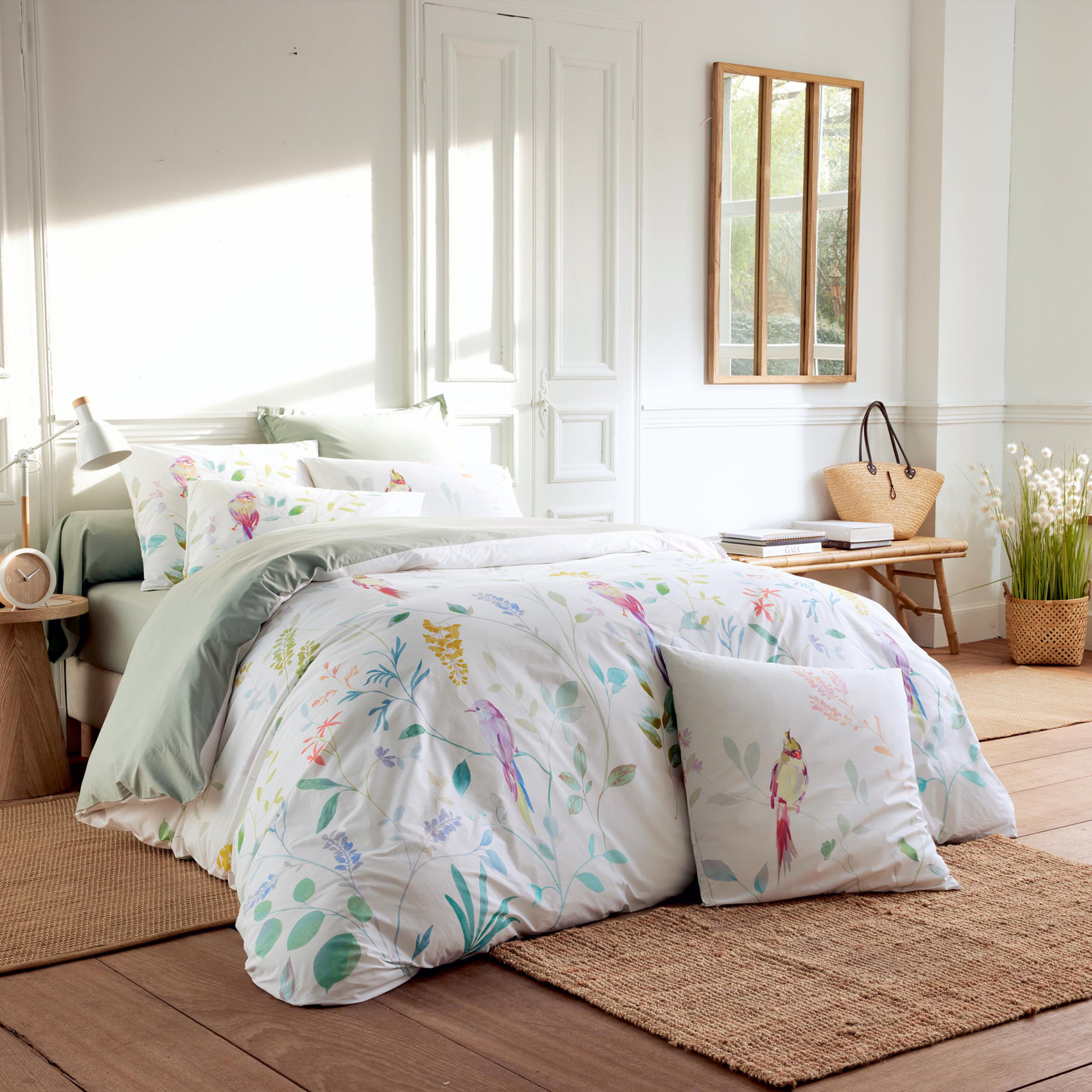 Parure de lit 3 pièces percale de coton 80 fils housse + taies