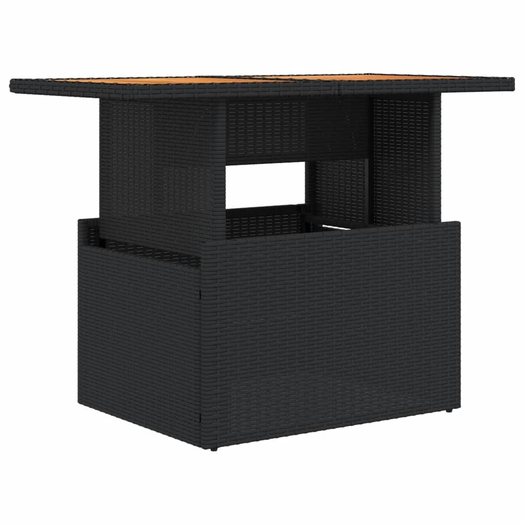 Table basse de jardin relevable en résine tressée et bois — vue 5