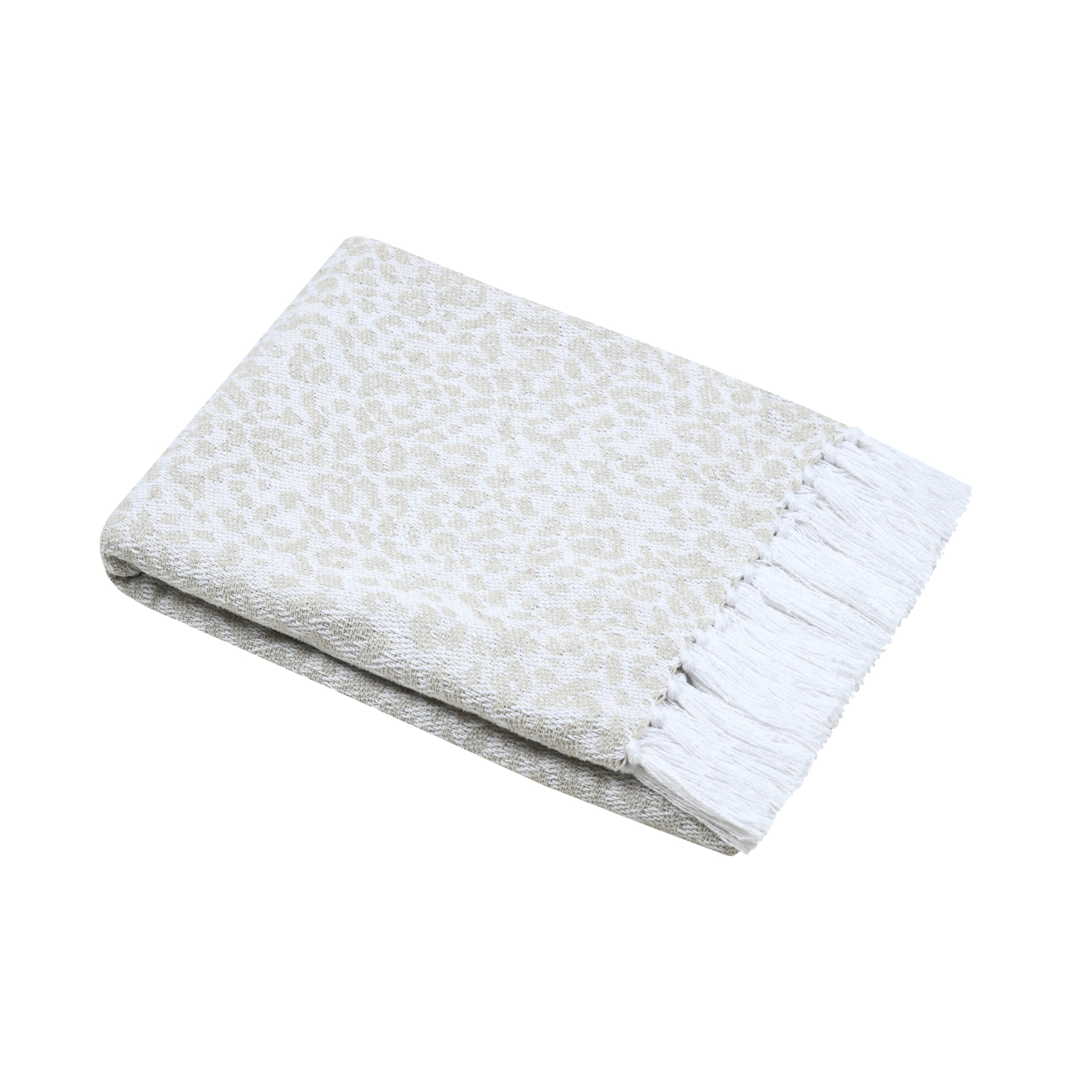 Plaid en coton à motif léopard tissé et franges