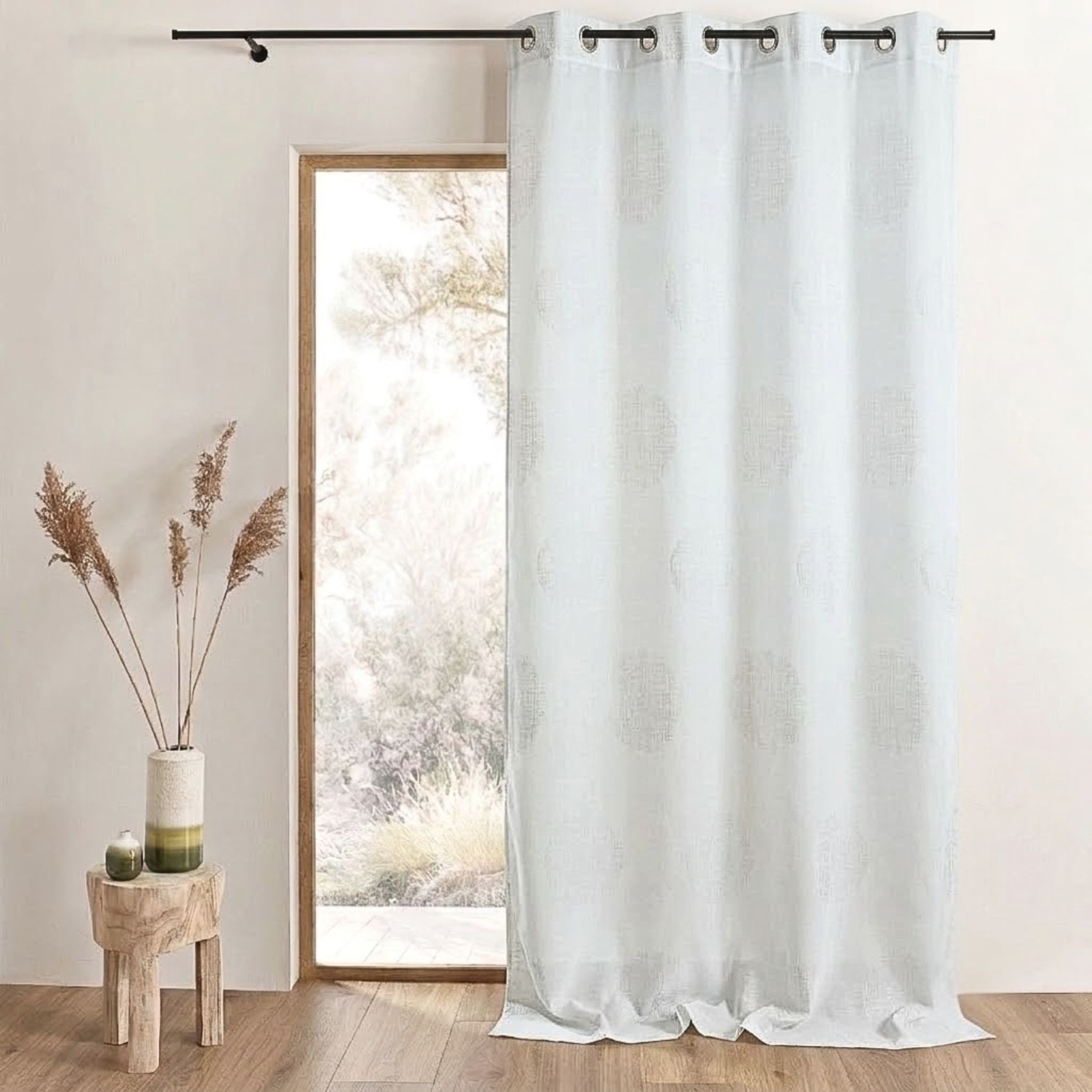 Rideau jacquard imprimé rond chiné