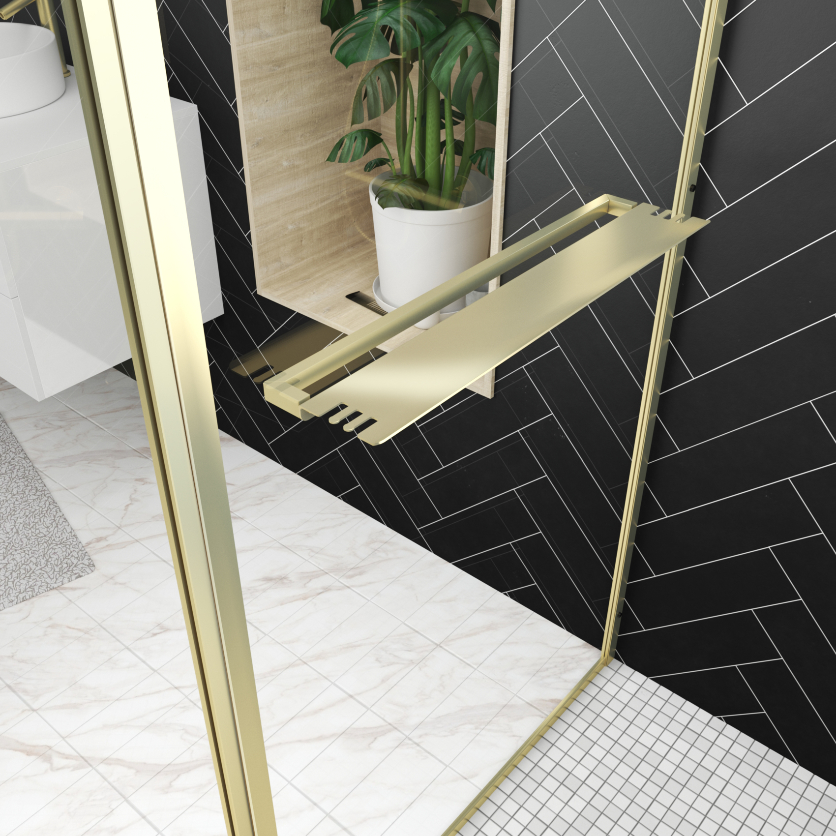 Paroi de douche à l’italienne 3-en-1 avec volet pivotant — vue 6