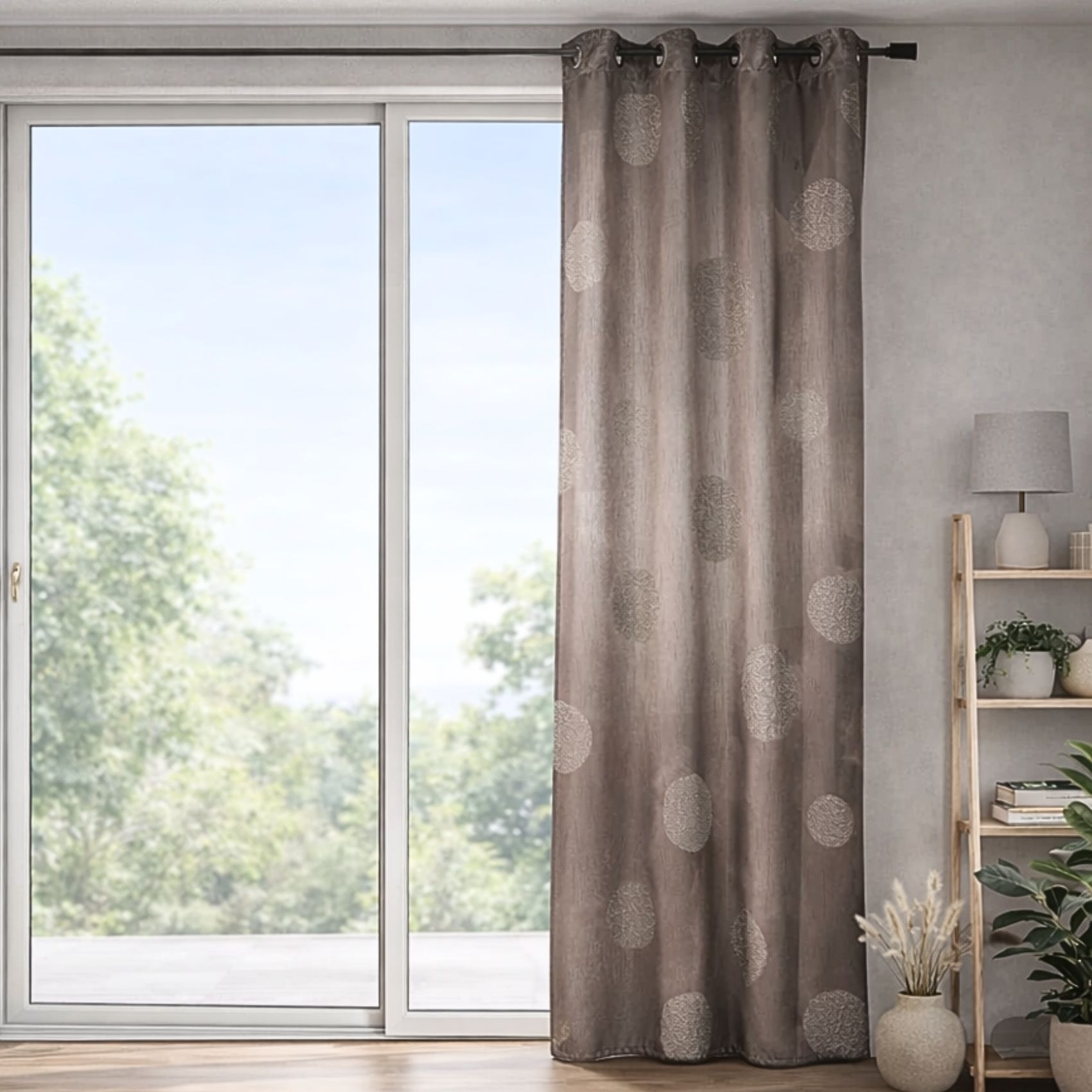 Rideau Taupe en Shantung Brodé 'Ronds Mêlés' — vue 3