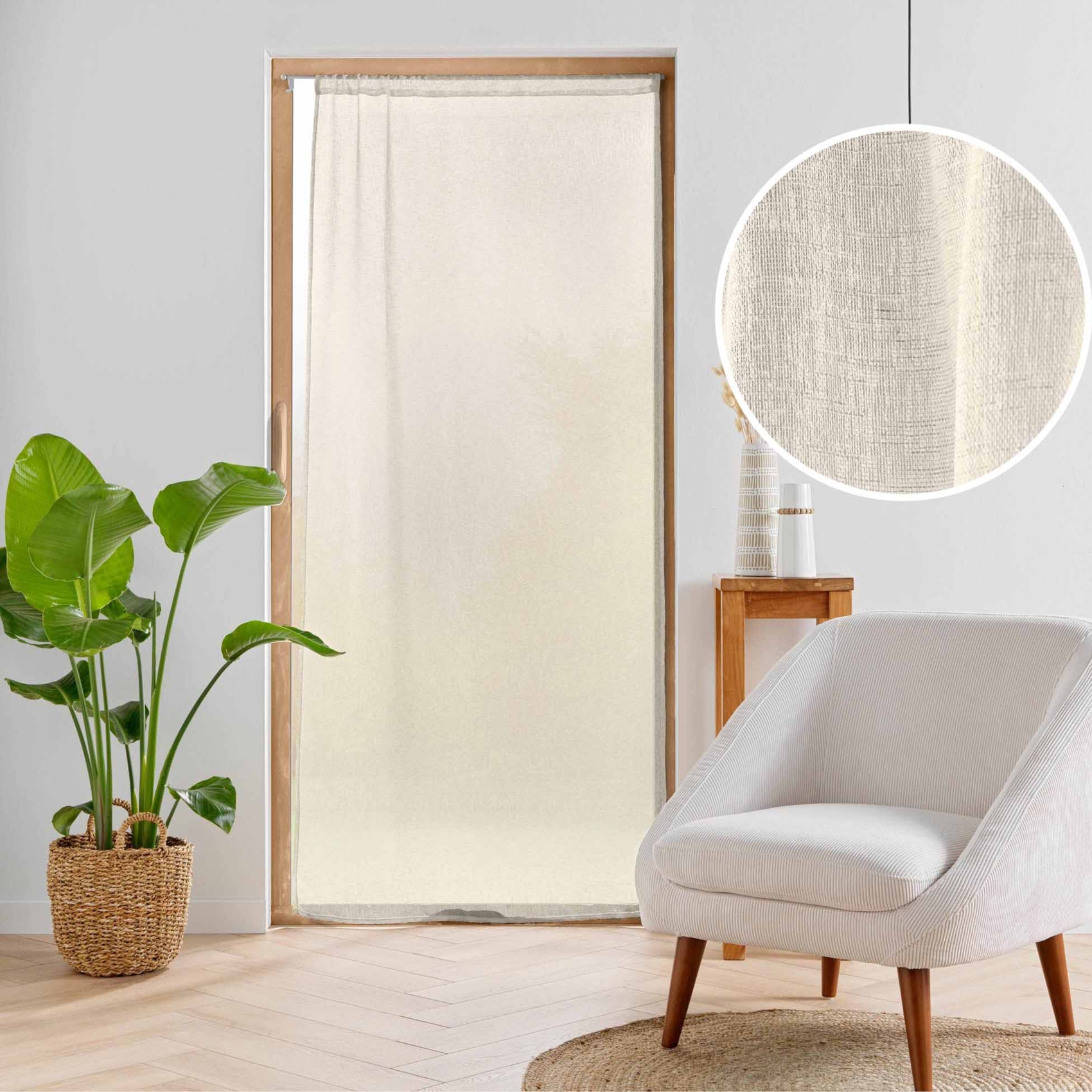 Voilage grande fenêtre effet lin tissé — vue 3