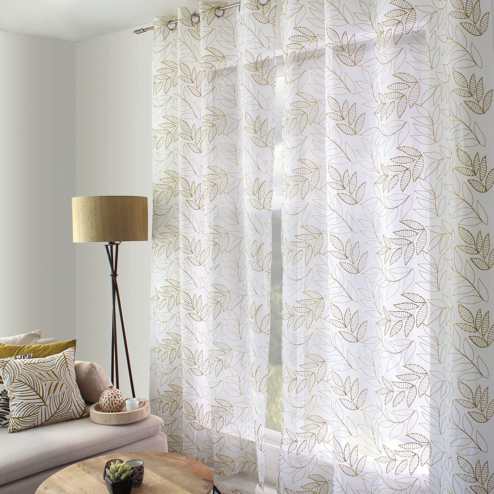 Voilage brodé motif feuillage — vue 5