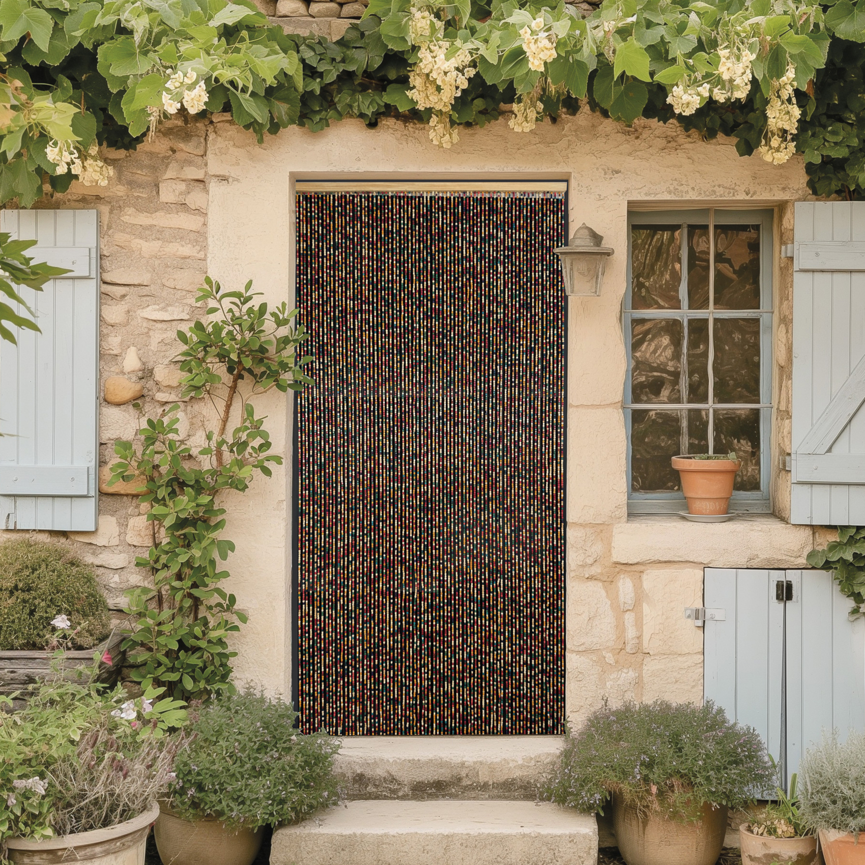 Rideau de porte en perles de bois carré — vue 4