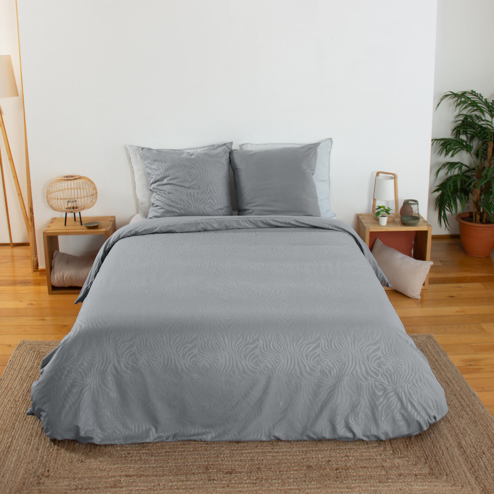 Parure de lit 3 pièces zèbre housse et taies